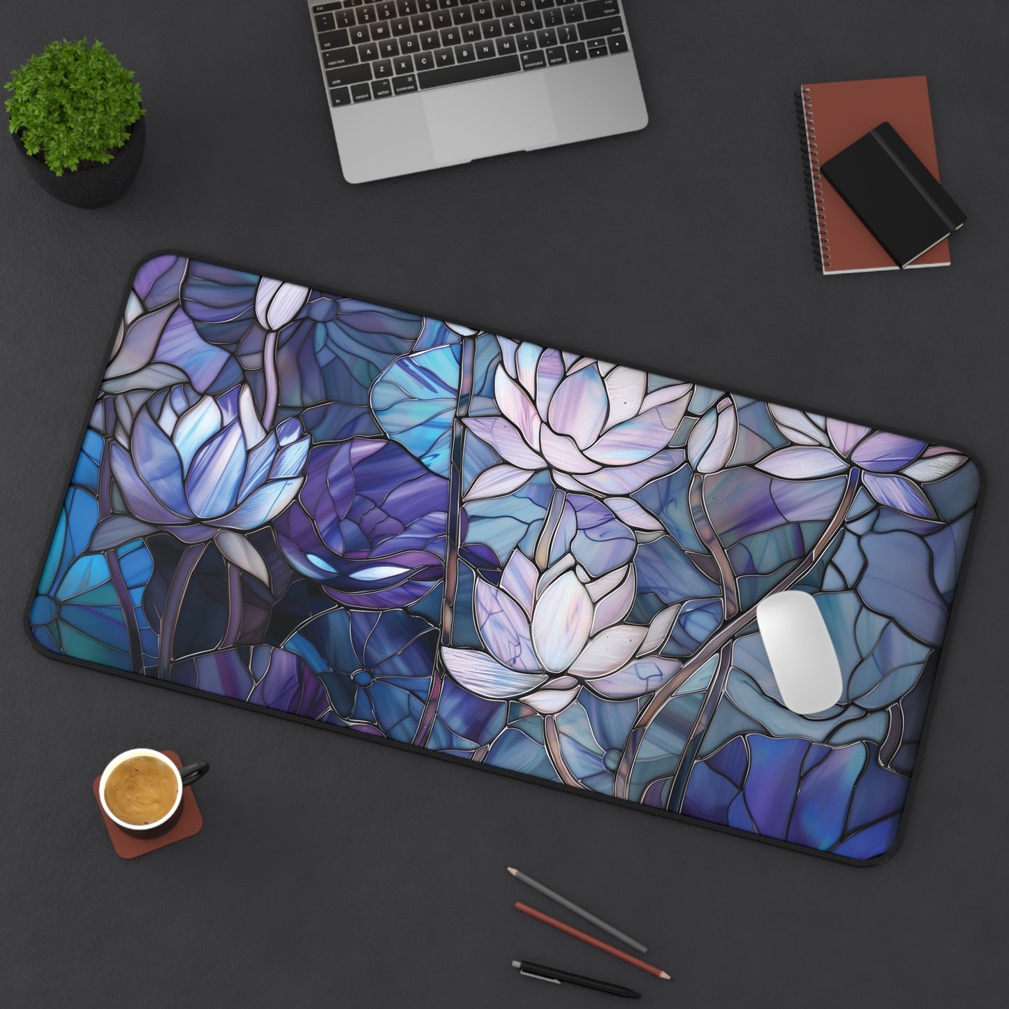 Stained Glass Lotus Mousepad, Gaming Mousepad, Large Mousepad, Keyboard Mouse Mat, Desk Pad for Work Game Home XL 3 Sizes