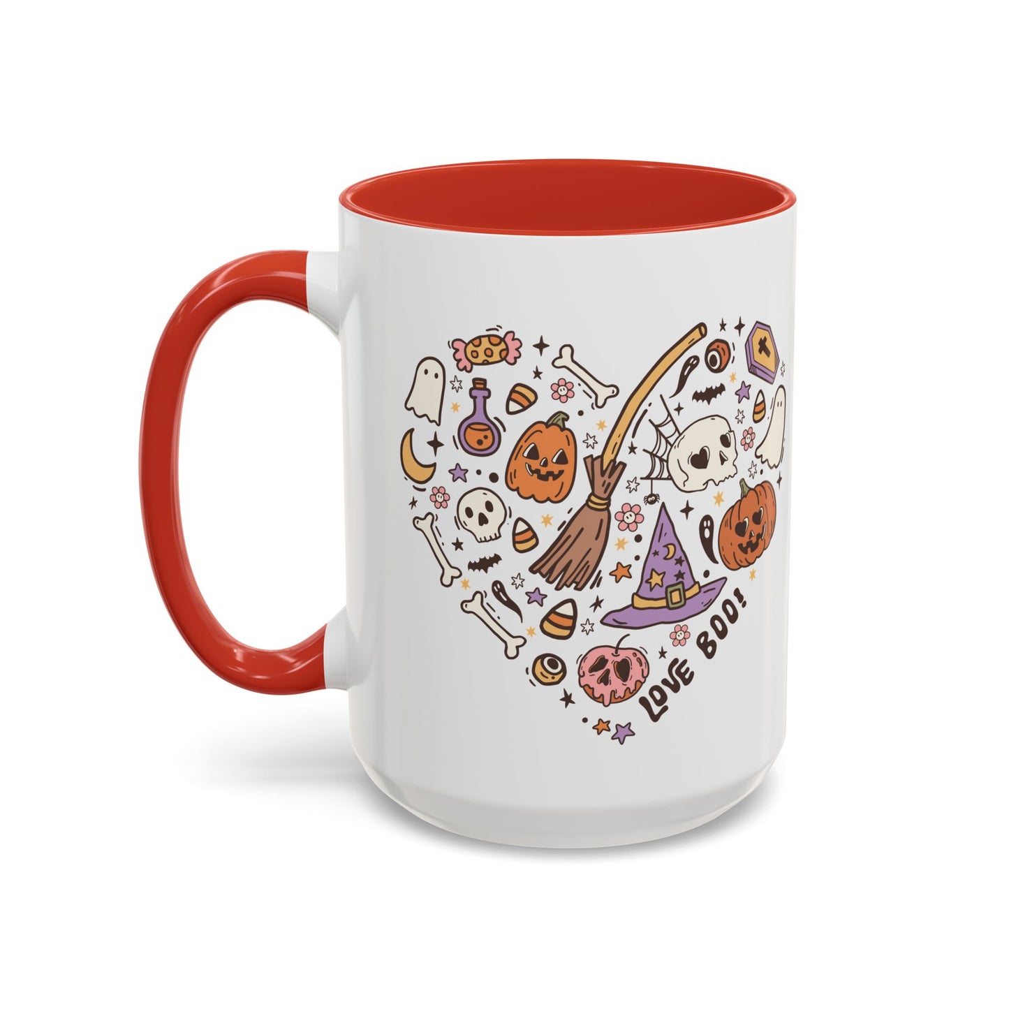 Love Boo! Halloween Mug | 11oz and 15oz Ceramic Coffee Cup | Spooky Heart Design