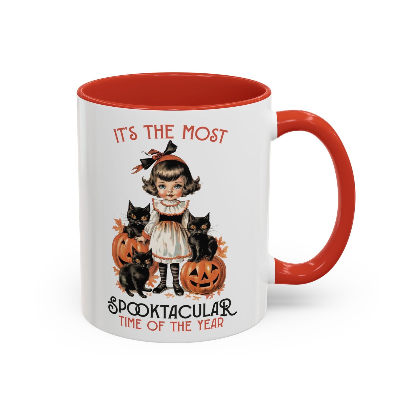 Spooktacular Time of the Year Halloween Mug | Vintage Black Cat and Doll Design | Halloween Coffee Mug | Fall Drinkware