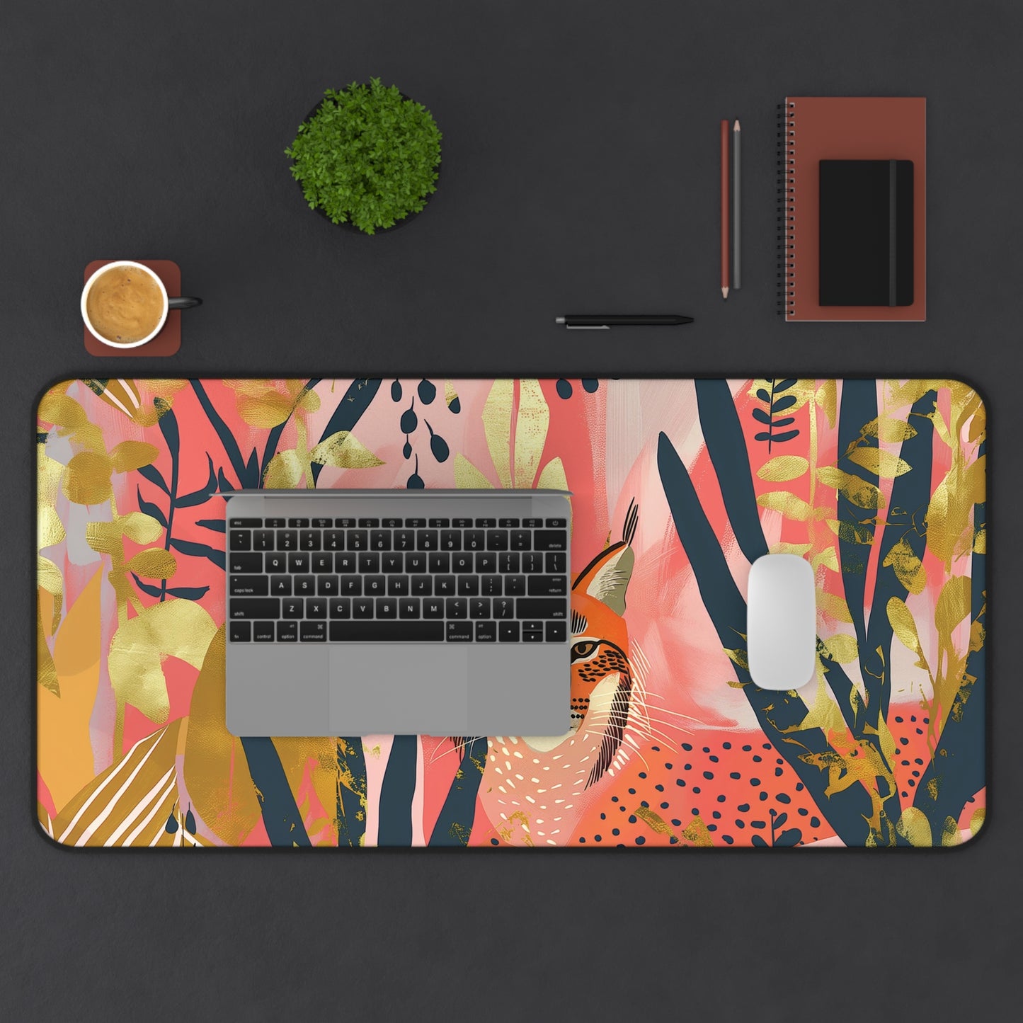 Leopard Jungle Desk Mat | Neoprene Mouse Pad | Anti-Slip Office Desk Mat | 3 Sizes Available