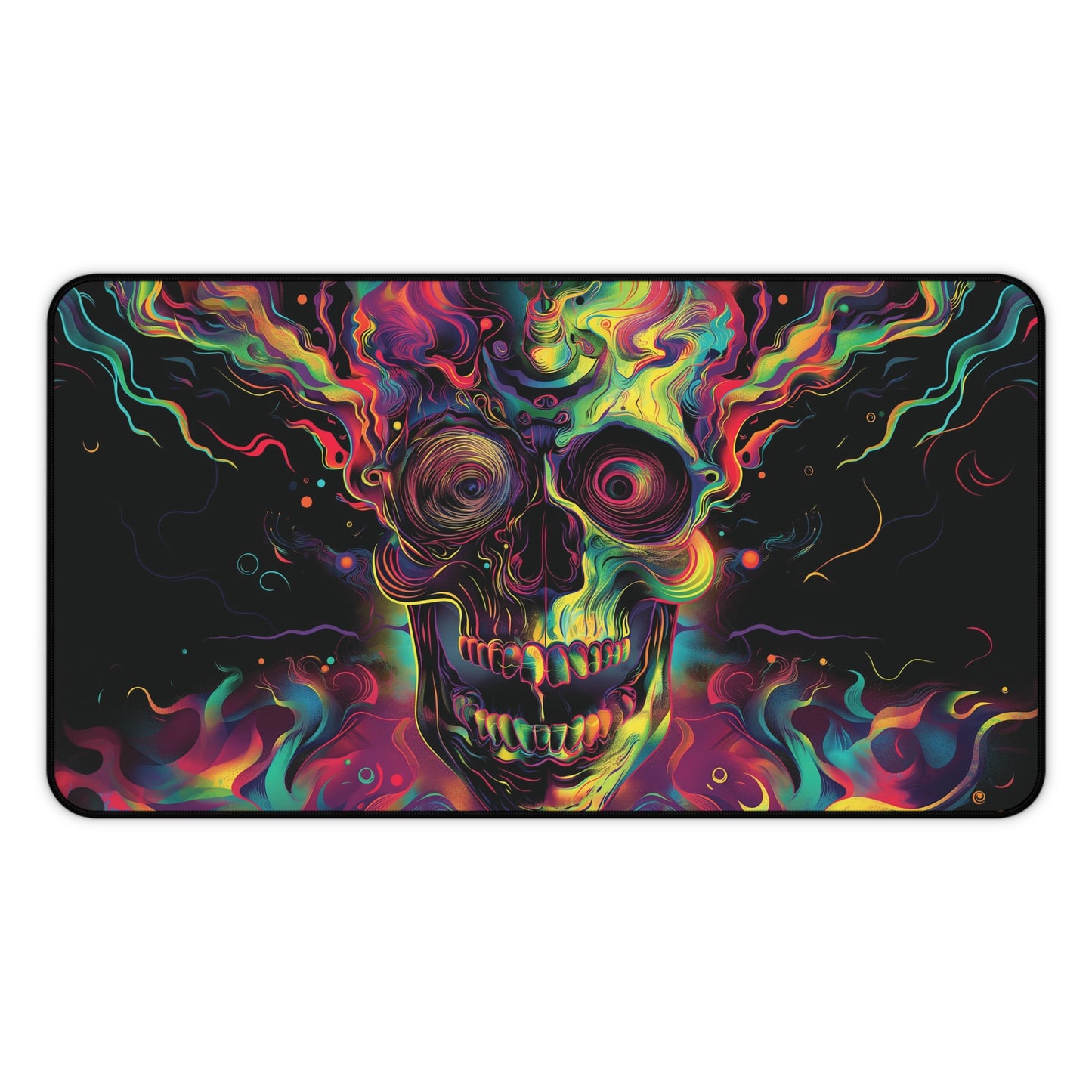 Psychedelic Skull Desk Mat | Vibrant Abstract Art | Neoprene | Anti-Slip | 3 Sizes | Office Decor