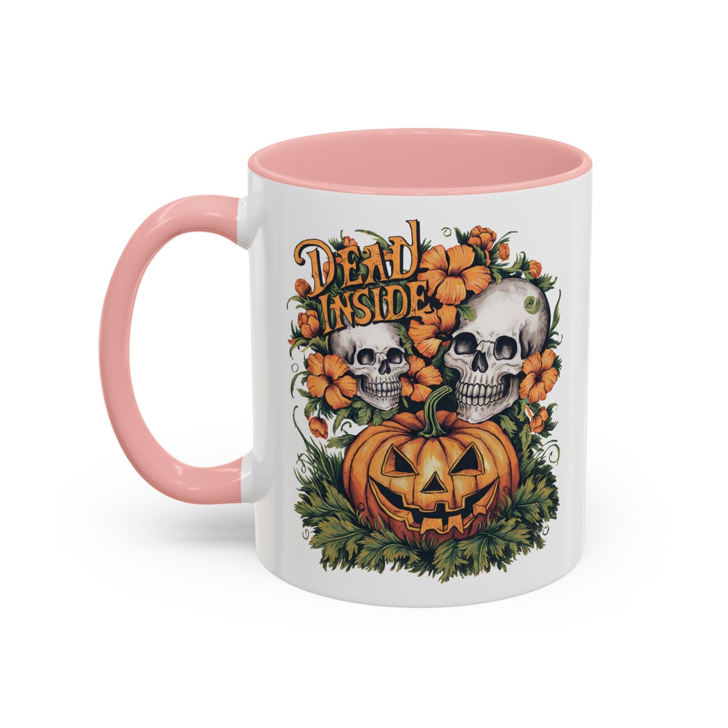 Dead Inside Halloween Mug | Skull and Pumpkin Design | Spooky Gothic Coffee Mug