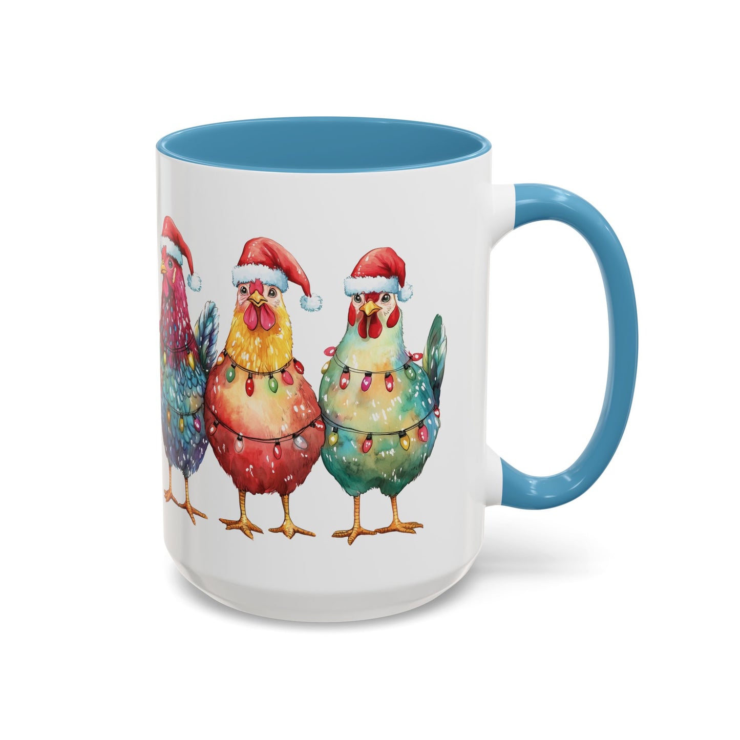 Christmas Chickens Mug - Festive Holiday Chicken Trio Design - Perfect for Farmhouse Christmas Decor