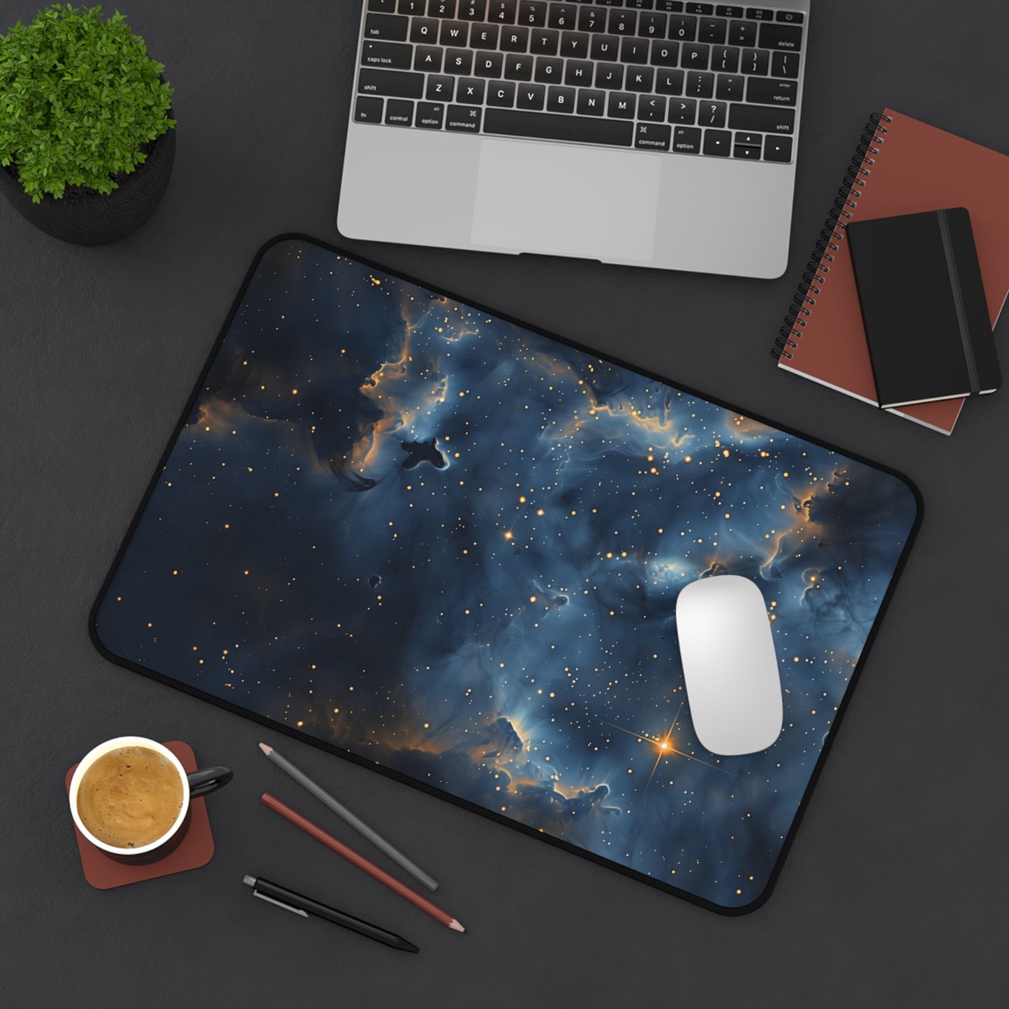 Cosmic Nebula Computer Desk Mat | Deep Space Mouse Pad | Anti-Slip Neoprene Desk Mat for Home Office | 3 Sizes Available