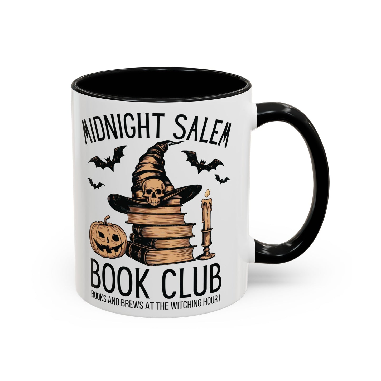 Midnight Salem Book Club Mug | Witchy Skull and Book Design | Halloween Coffee Mug | Spooky Fall Drinkware