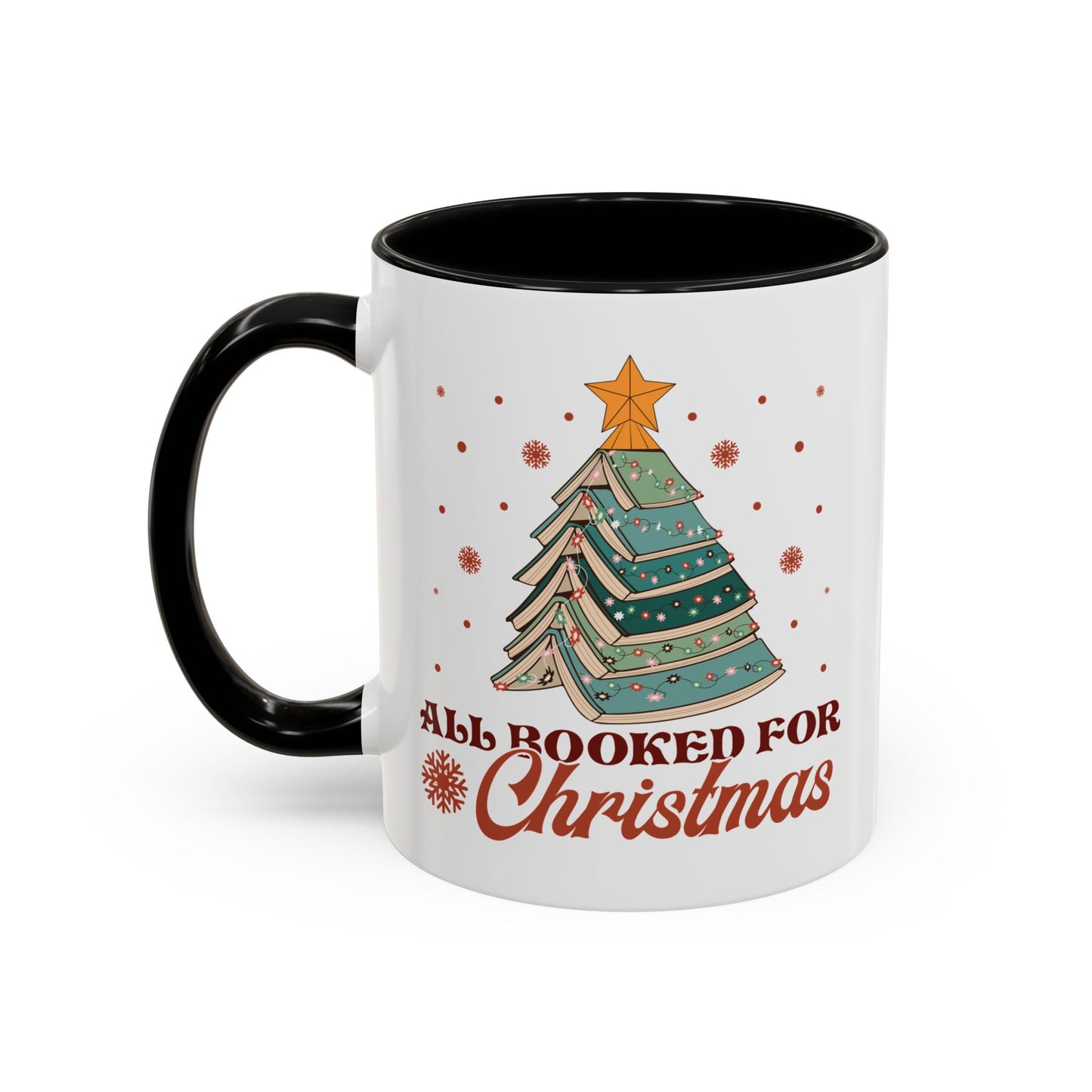 All Booked for Christmas Mug - Festive Book Lovers Christmas Tree Design - Perfect for Readers