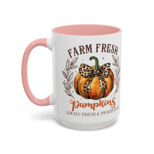 Farm Fresh Pumpkins Fall Mug | 11oz and 15oz Ceramic Coffee Cup | Rustic Autumn Pumpkin Design