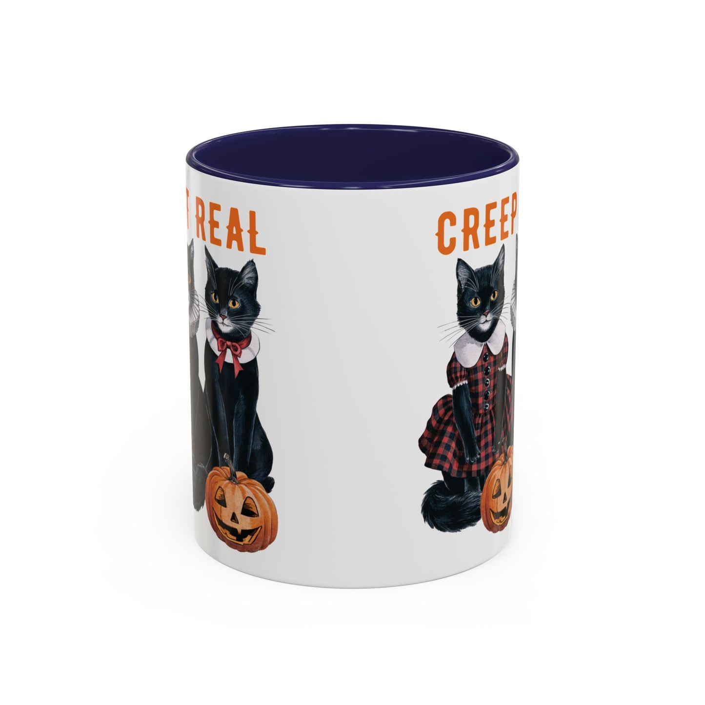 Creep It Real Halloween Mug | Black Cat and Pumpkin Design | Halloween Coffee Mug | Fall Drinkware