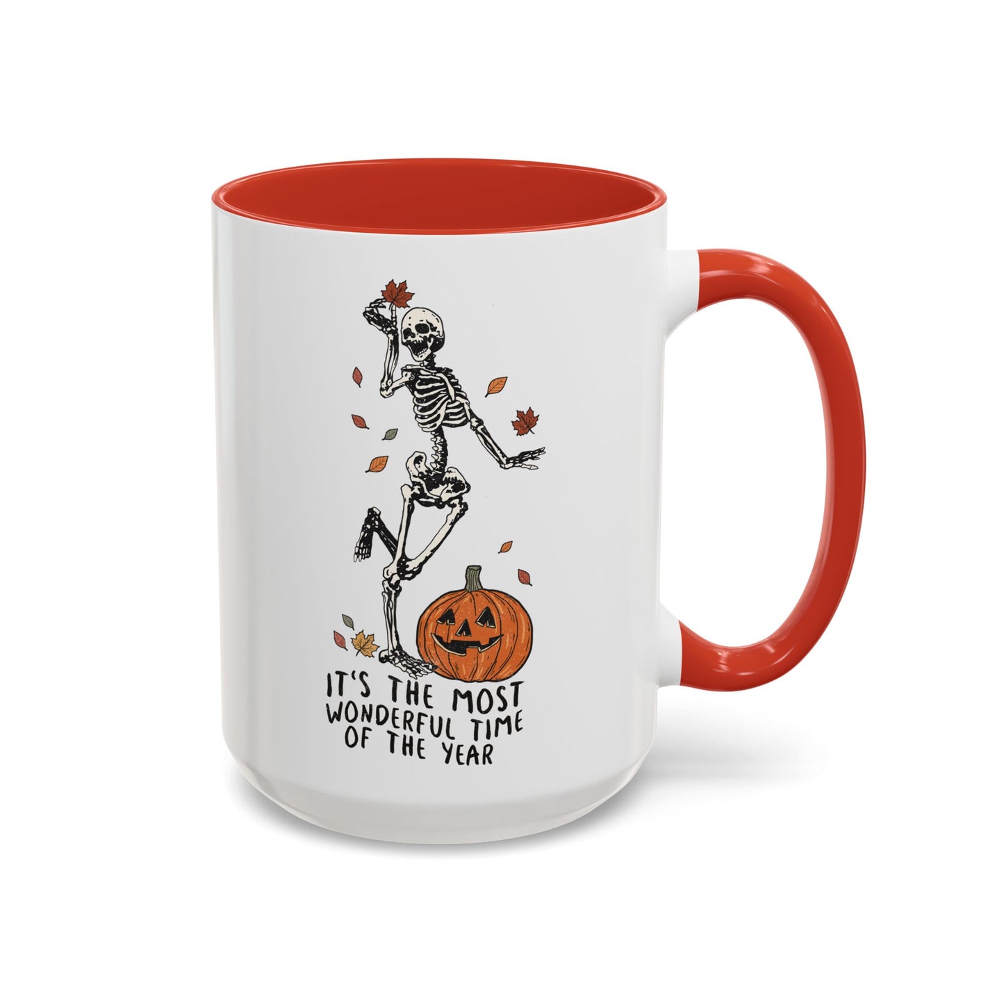 Most Wonderful Time of the Year Skeleton Mug | Funny Halloween Coffee Mug | Jack-o-Lantern Fall Drinkware | Spooky Season Gift