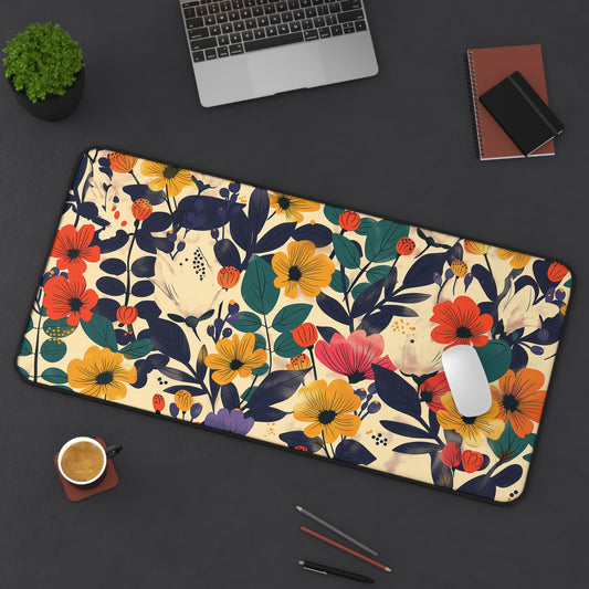 Colorful Floral Desk Mat | Neoprene | Anti-Slip | 3 Sizes