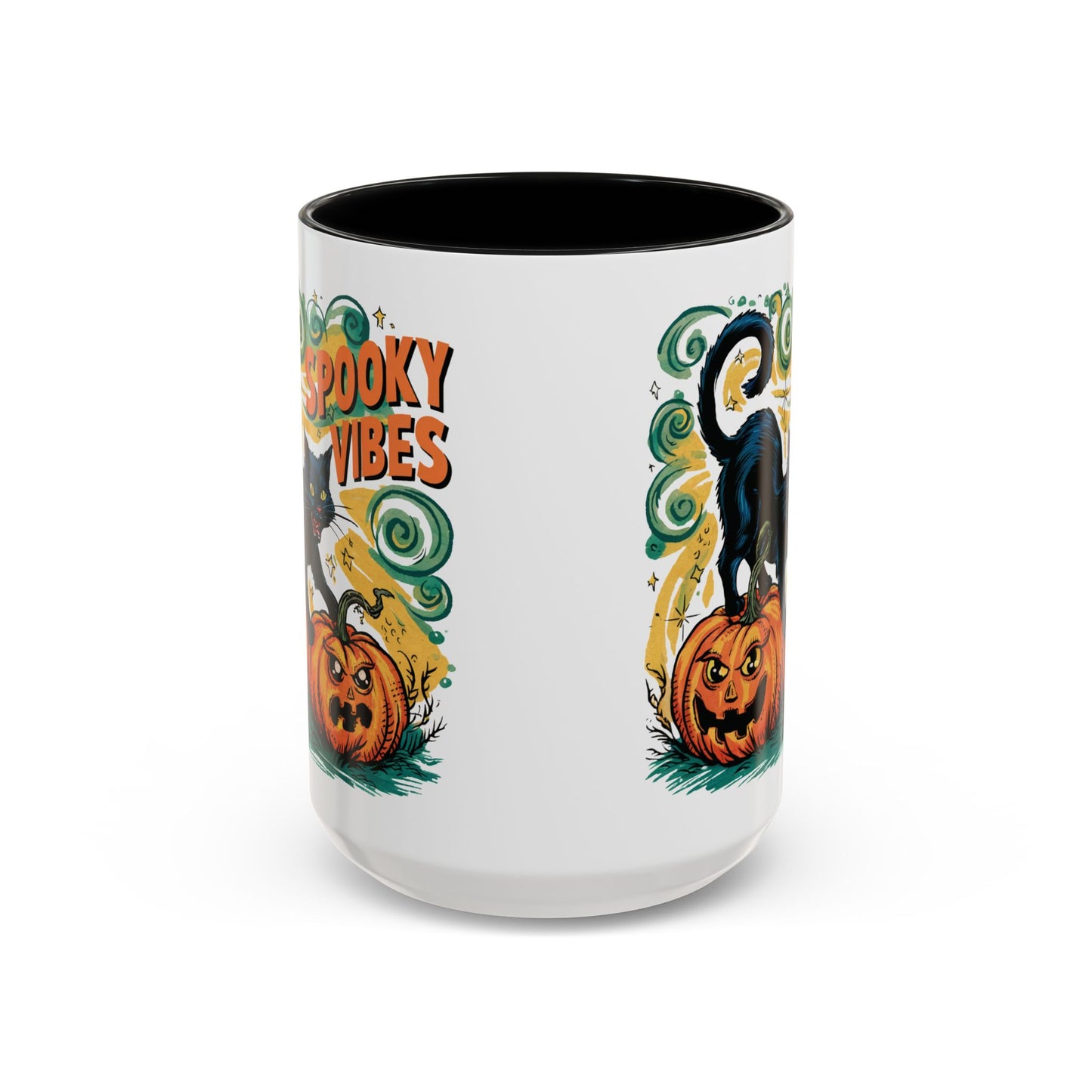 Spooky Vibes Halloween Mug | Black Cat and Pumpkin Design | Halloween Coffee Mug | Fall Drinkware