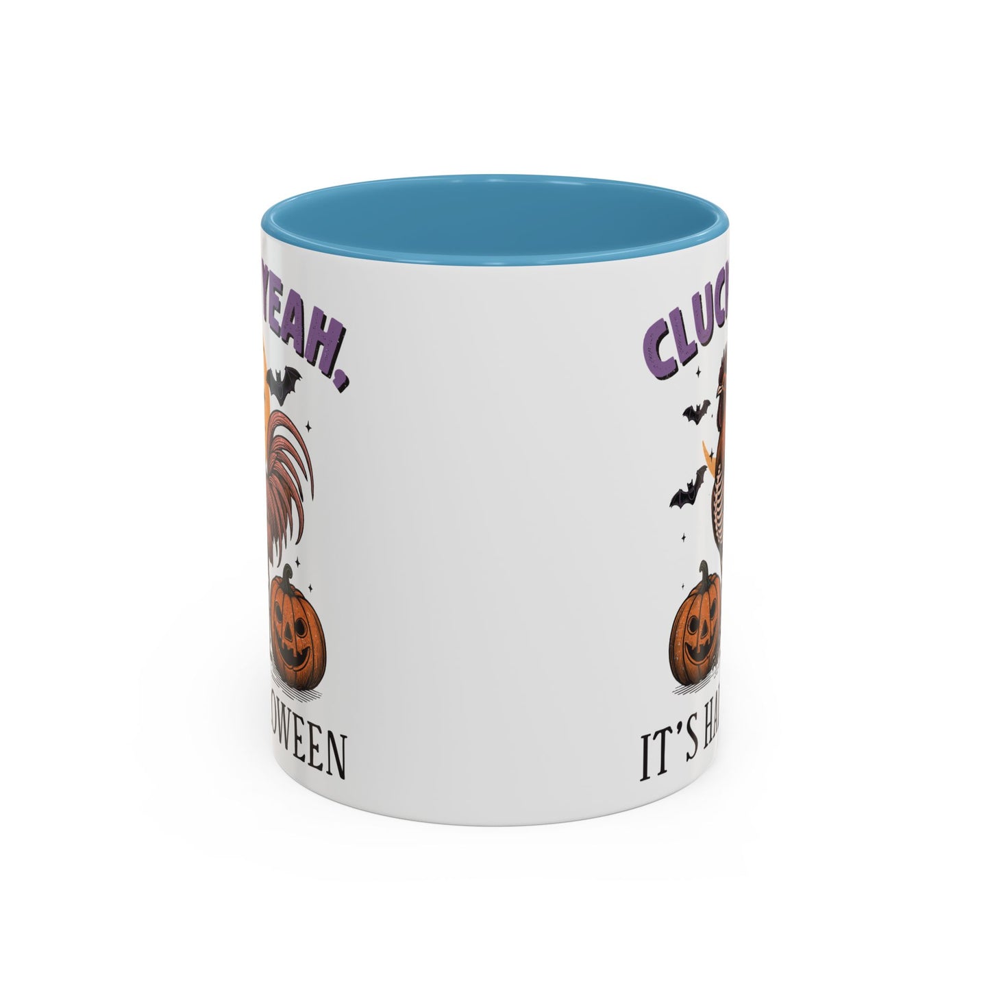 Cluck Yeah, It's Halloween Mug | Funny Rooster Halloween Coffee Cup | Spooky Chicken Design