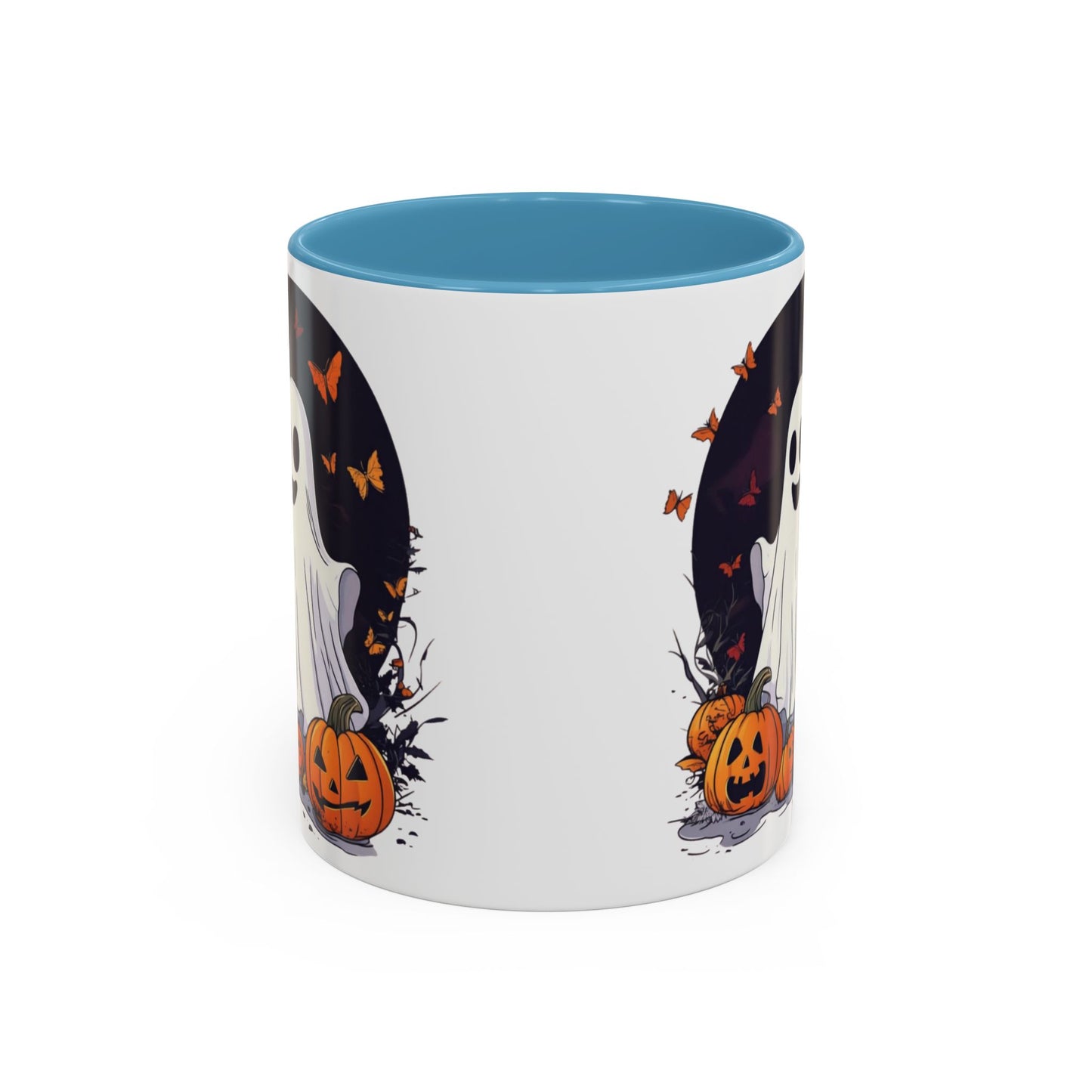 Halloween Ghost Mug - Cute Pumpkin Coffee Cup - White Ceramic Mug with Red Accent - Perfect Spooky Gift - 11oz & 15oz - BPA Free