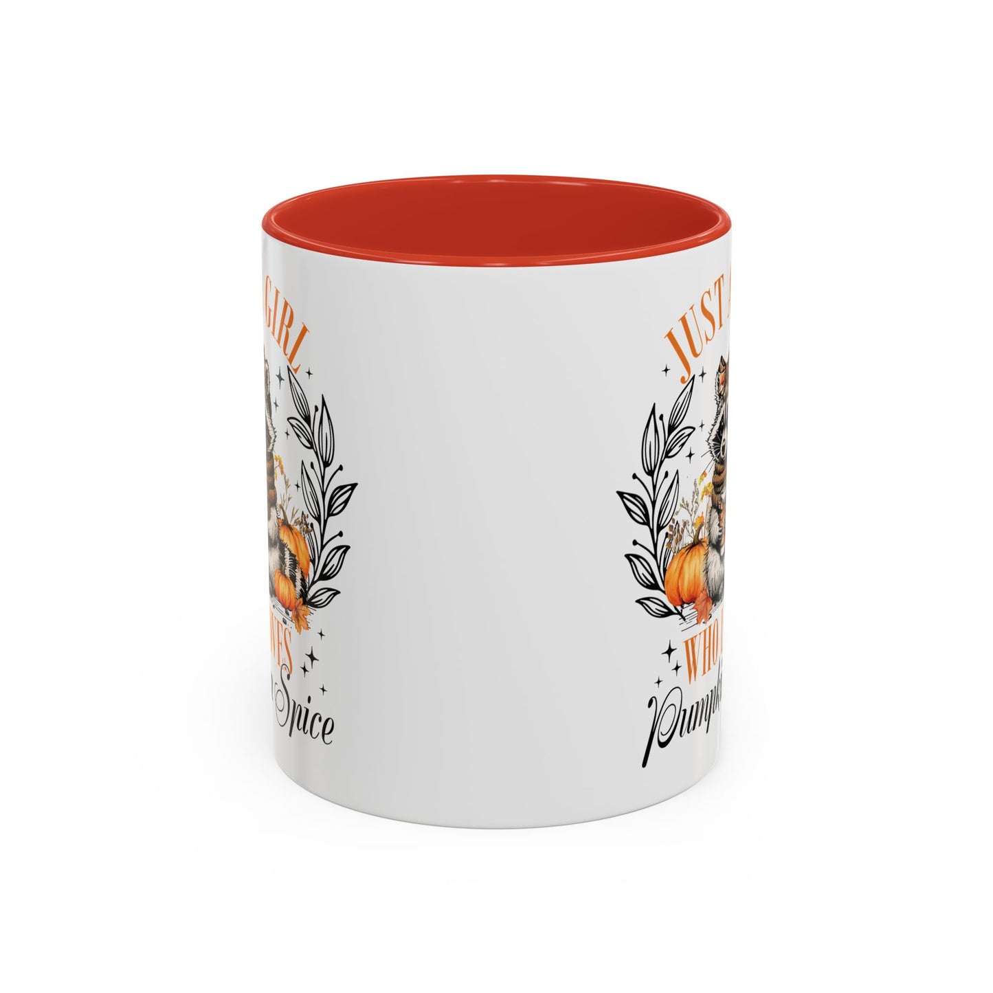 Just a Girl Who Loves Pumpkin Spice Raccoon Mug | 11oz and 15oz Ceramic Coffee Cup | Cute Autumn Design