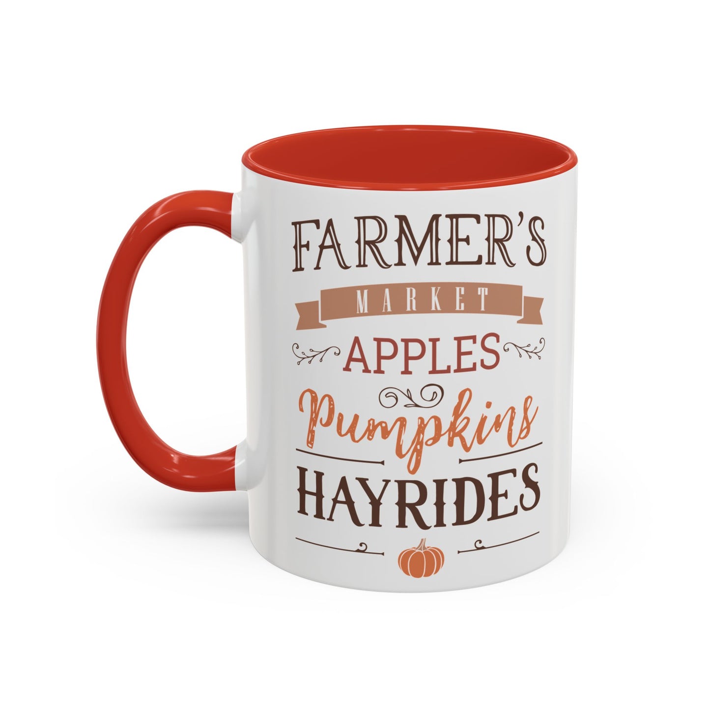 Farmers Market Fall Mug | 11oz and 15oz Ceramic Coffee Cup | Apples, Pumpkins, & Hayrides Autumn Design