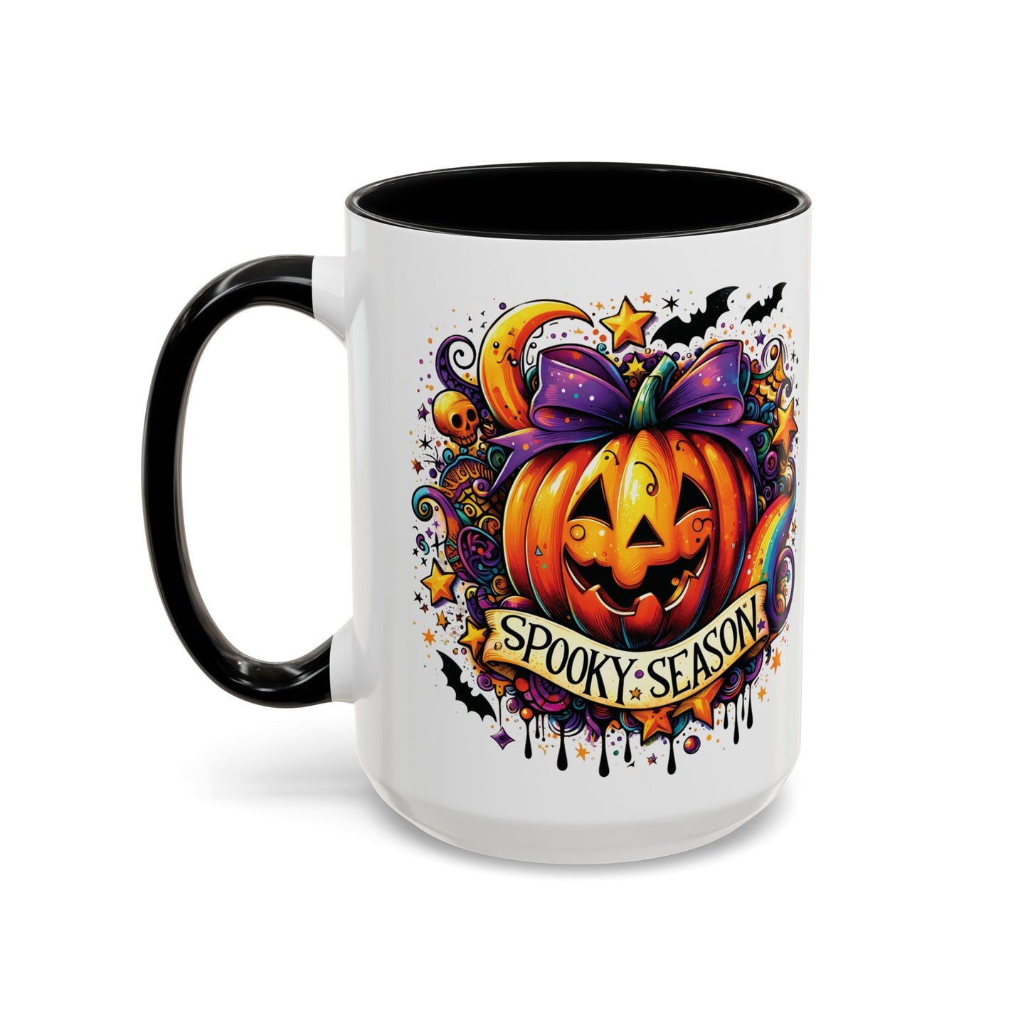 Spooky Season Halloween Mug | Colorful Pumpkin Design | 11oz and 15oz Ceramic Coffee Cup