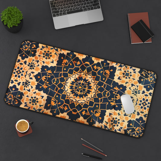 Mandala Pattern Computer Desk Mat | Geometric Mouse Pad | Anti-Slip Neoprene Desk Mat for Home Office | 3 Sizes Available