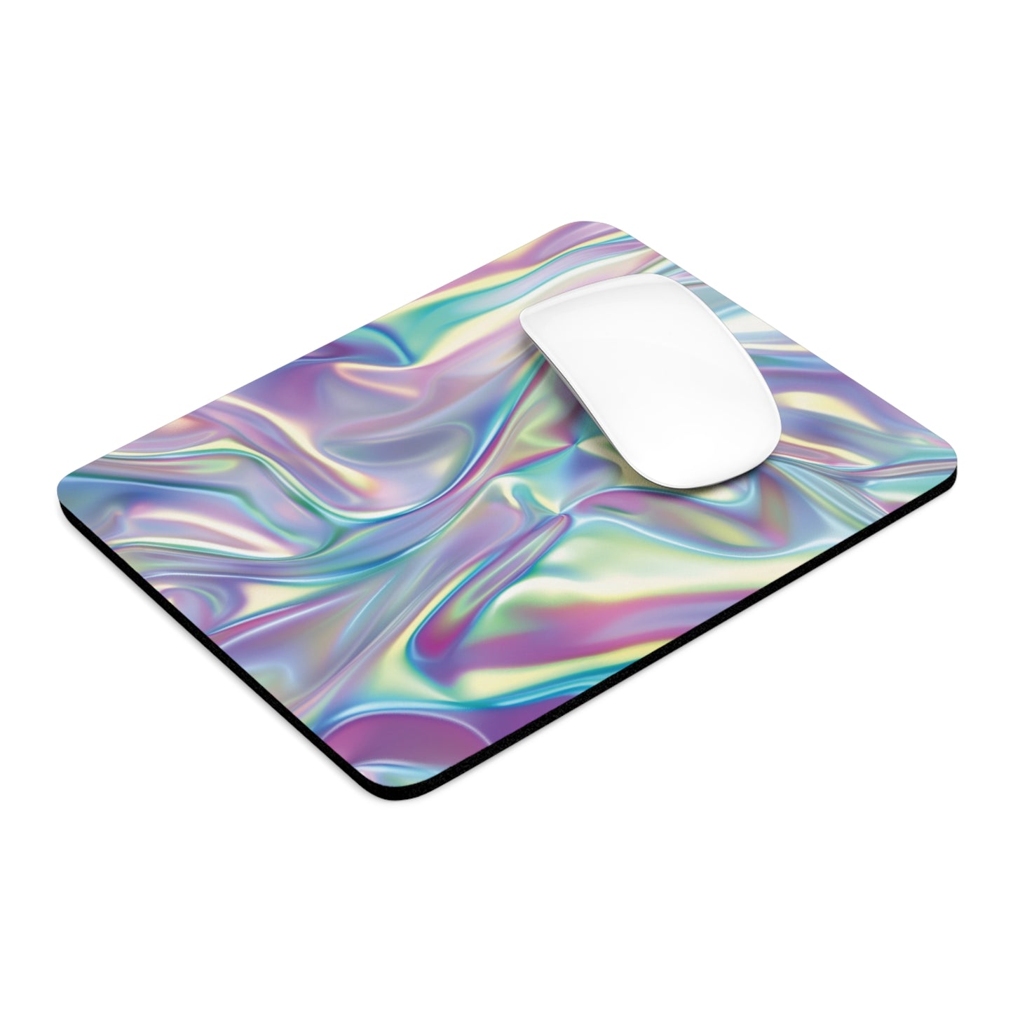 Holographic Silk Design Personalized Mouse Pad - Custom Round or Rectangle Neoprene Mousepad with Non-Slip Rubber Bottom