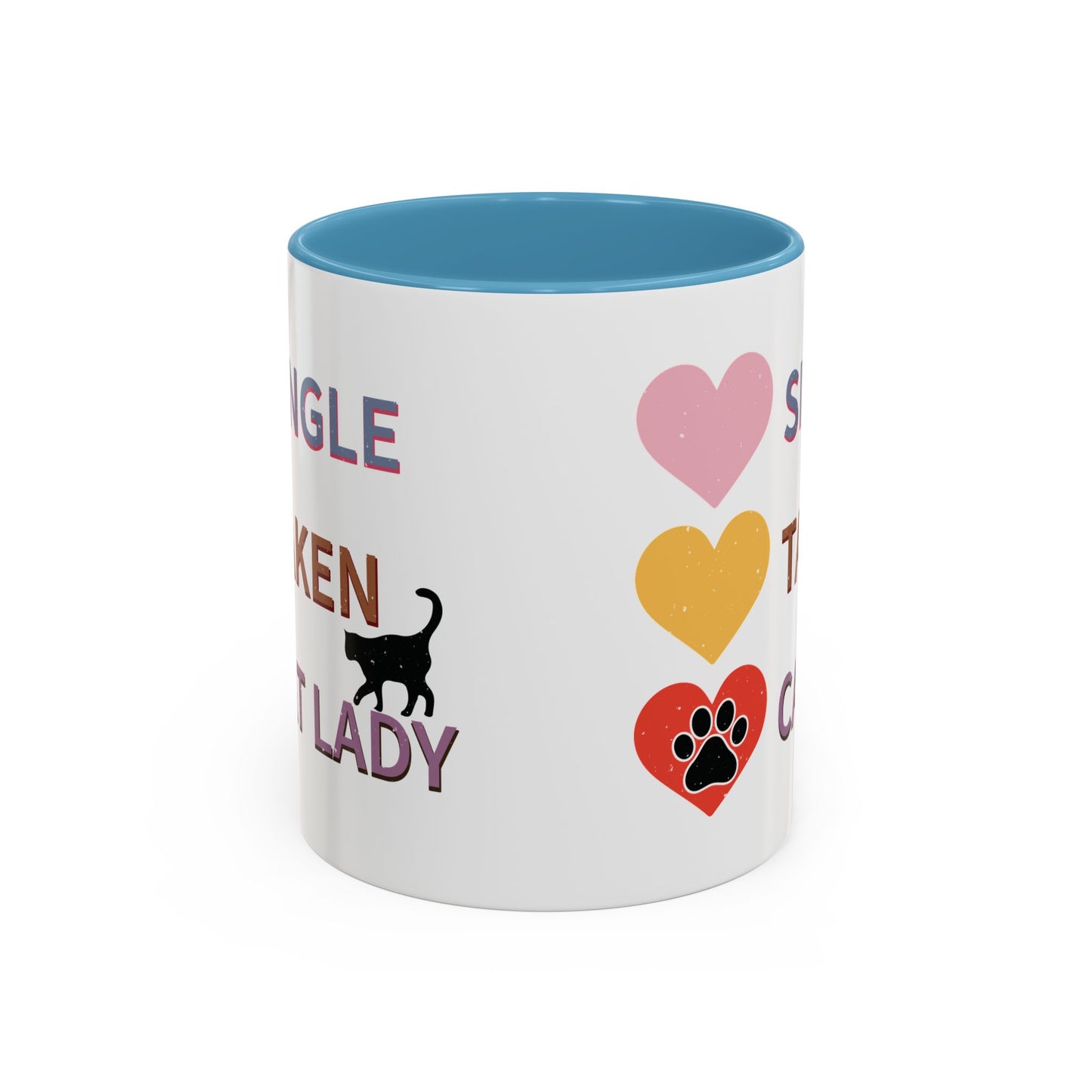 Single, Taken, Cat Lady Mug - Fun and Quirky Design for Cat Lovers - Perfect for Proud Cat Moms