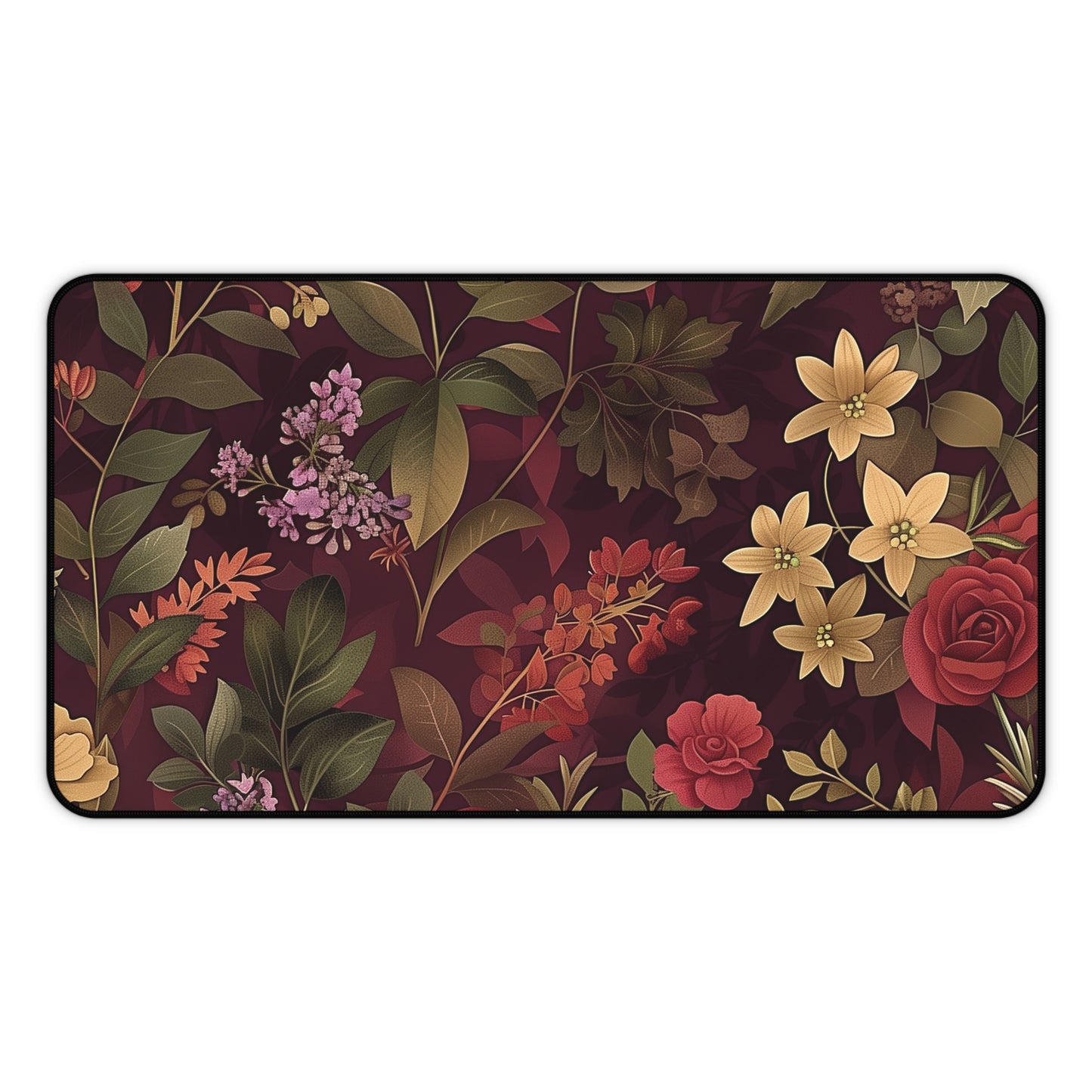 Floral Elegance Computer Desk Mat | Botanical Mouse Pad | Anti-Slip Neoprene Desk Mat for Home Office | 3 Sizes Available