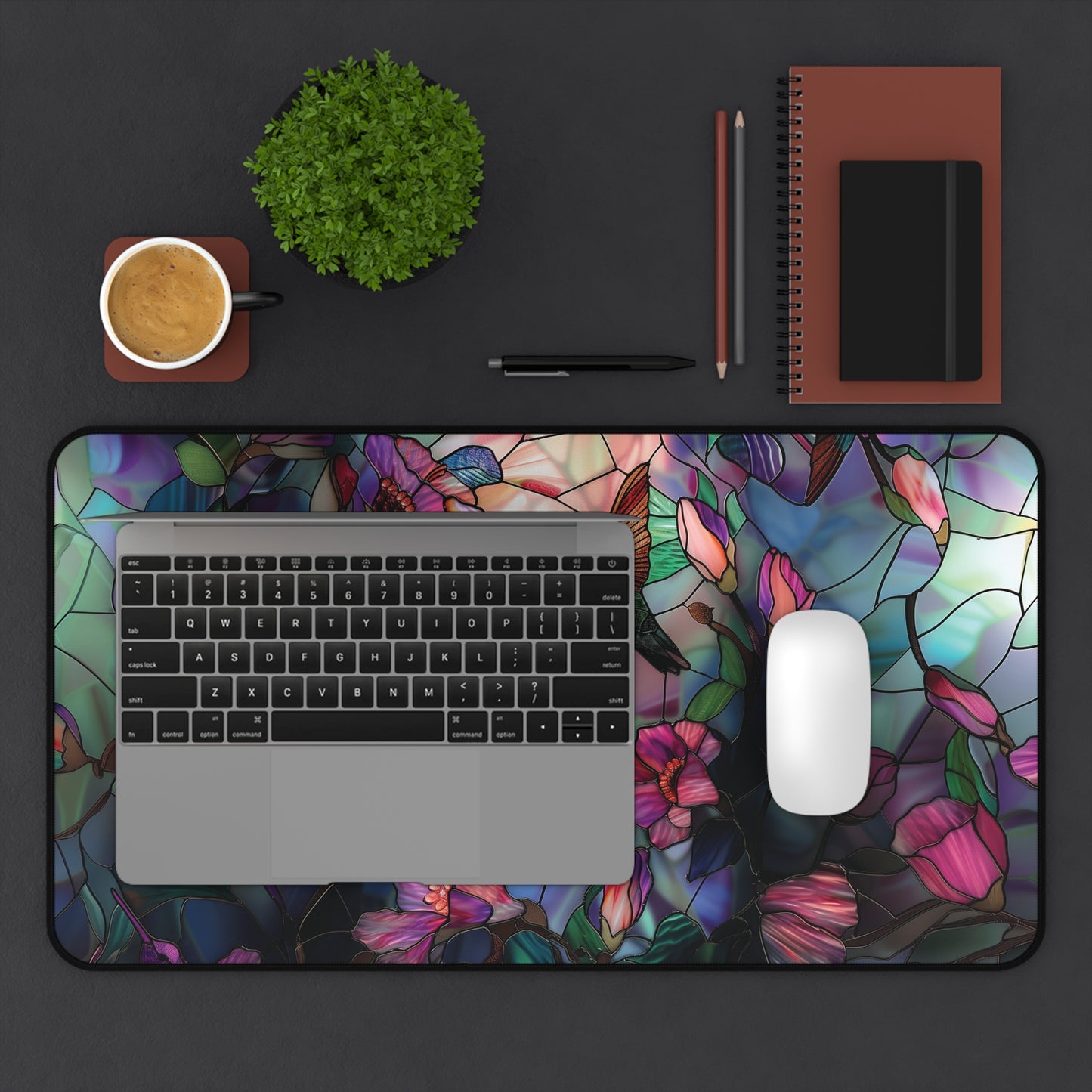 Stained Glass Look Hummingbird Mousepad, Gaming Mousepad, Large Mousepad, Keyboard Mouse Mat, Desk Pad for Work Game Home XL 3 Sizes