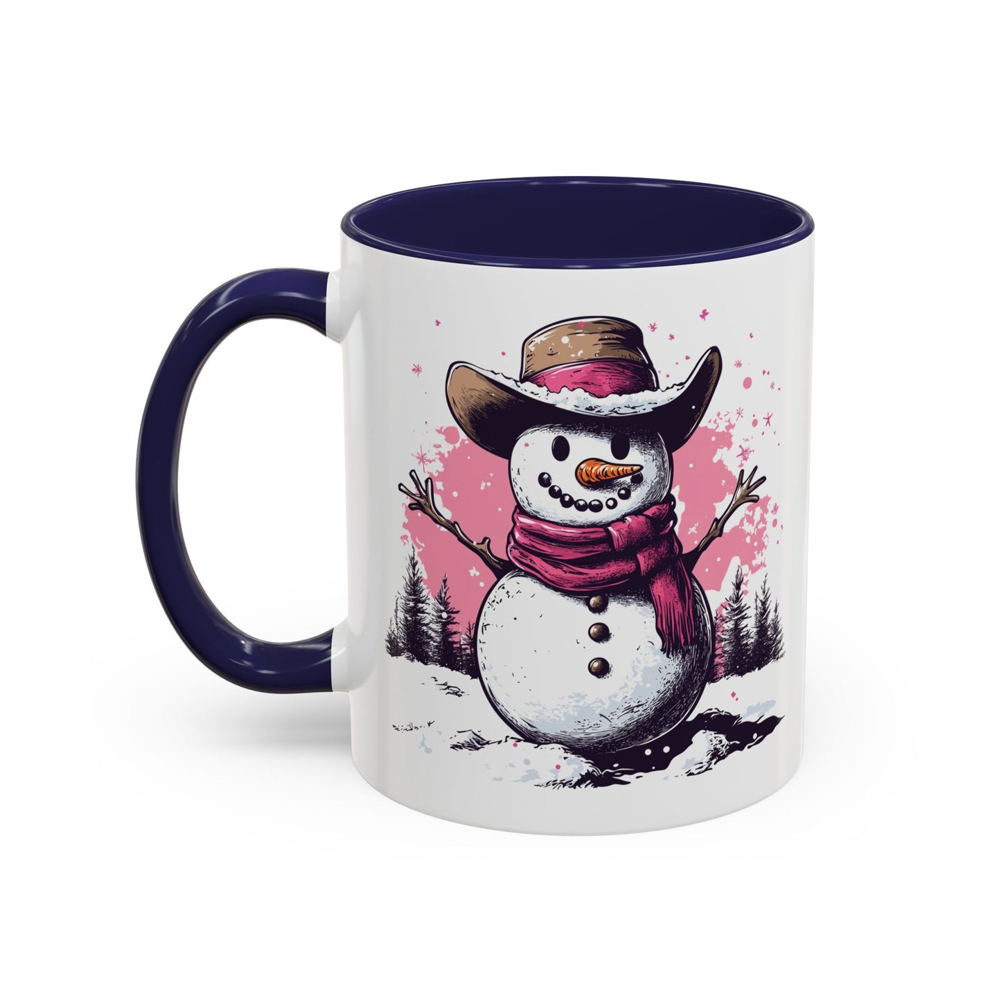 Cowboy Snowman Ceramic Mug - Festive Western Holiday Design - Perfect for Christmas and Winter Fun