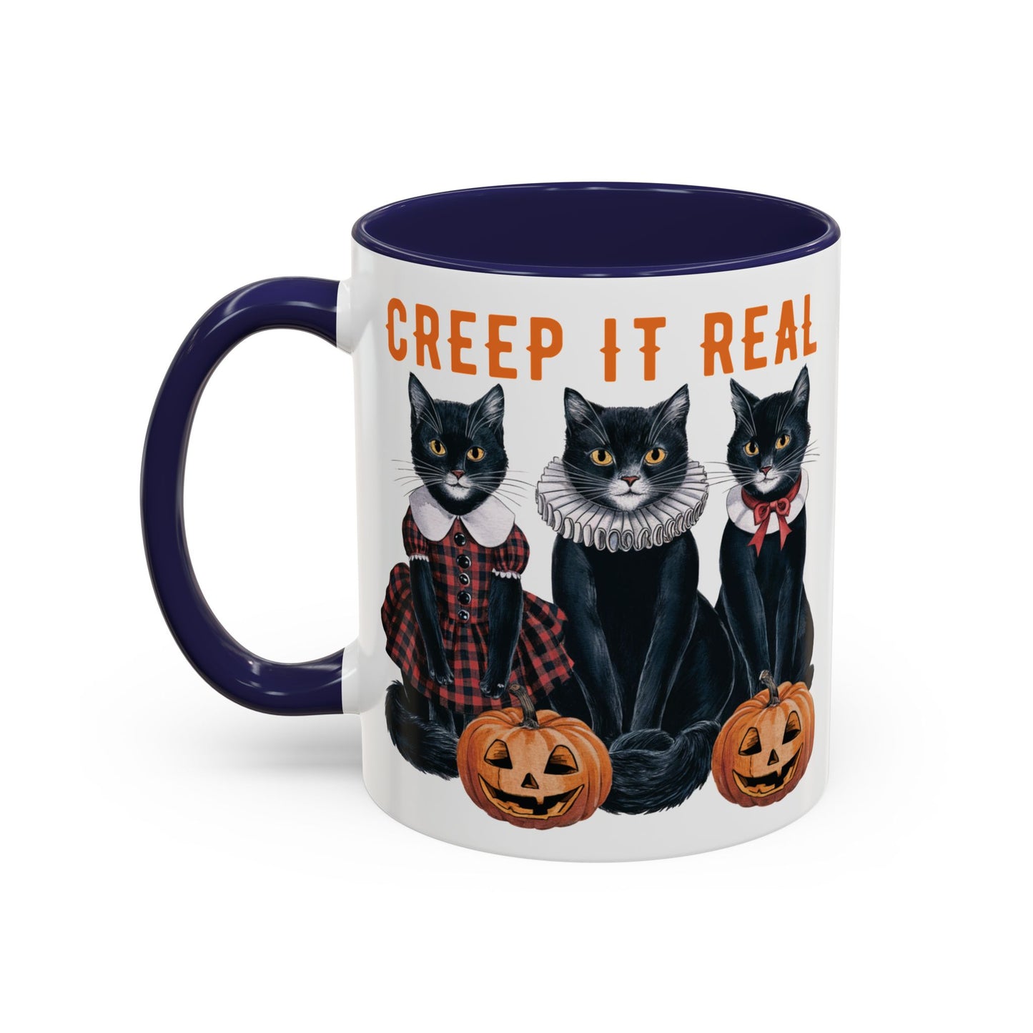 Creep It Real Halloween Mug | Black Cat and Pumpkin Design | Halloween Coffee Mug | Fall Drinkware