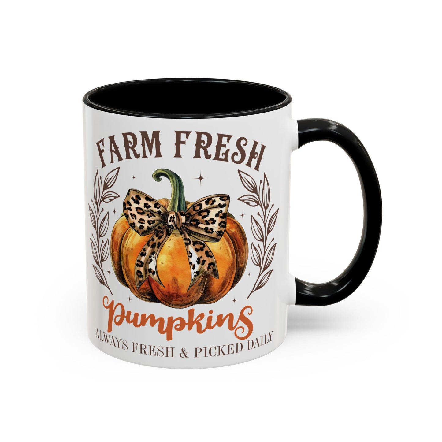 Farm Fresh Pumpkins Fall Mug | 11oz and 15oz Ceramic Coffee Cup | Rustic Autumn Pumpkin Design