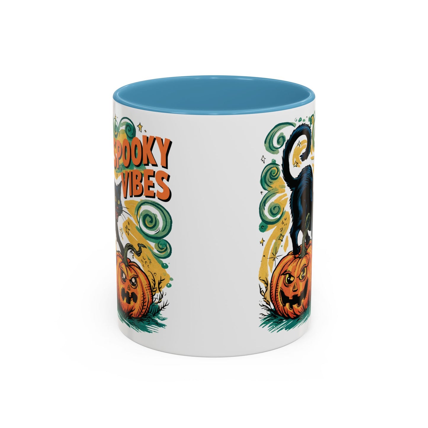 Spooky Vibes Halloween Mug | Black Cat and Pumpkin Design | Halloween Coffee Mug | Fall Drinkware