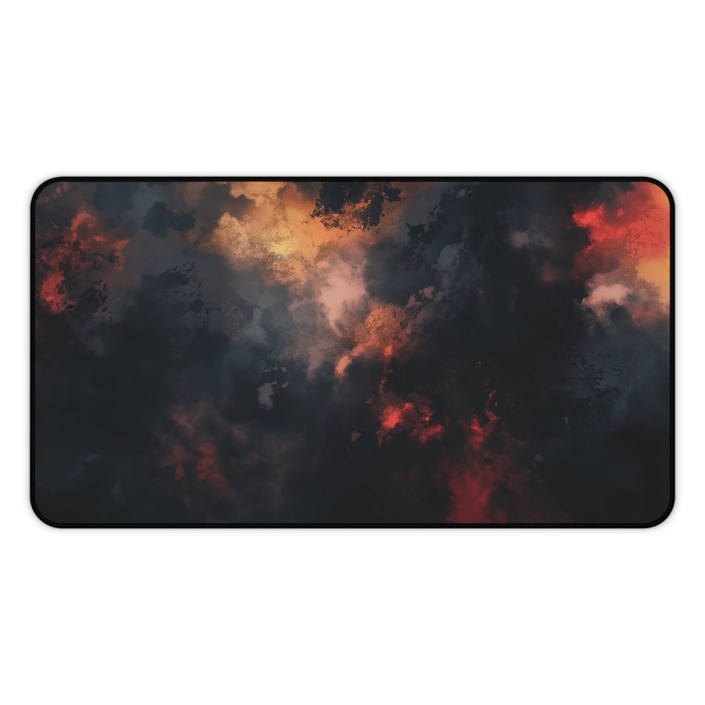 Abstract Firestorm Desk Mat | Dark Red and Black Neoprene | Anti-Slip | 3 Sizes | Office Decor