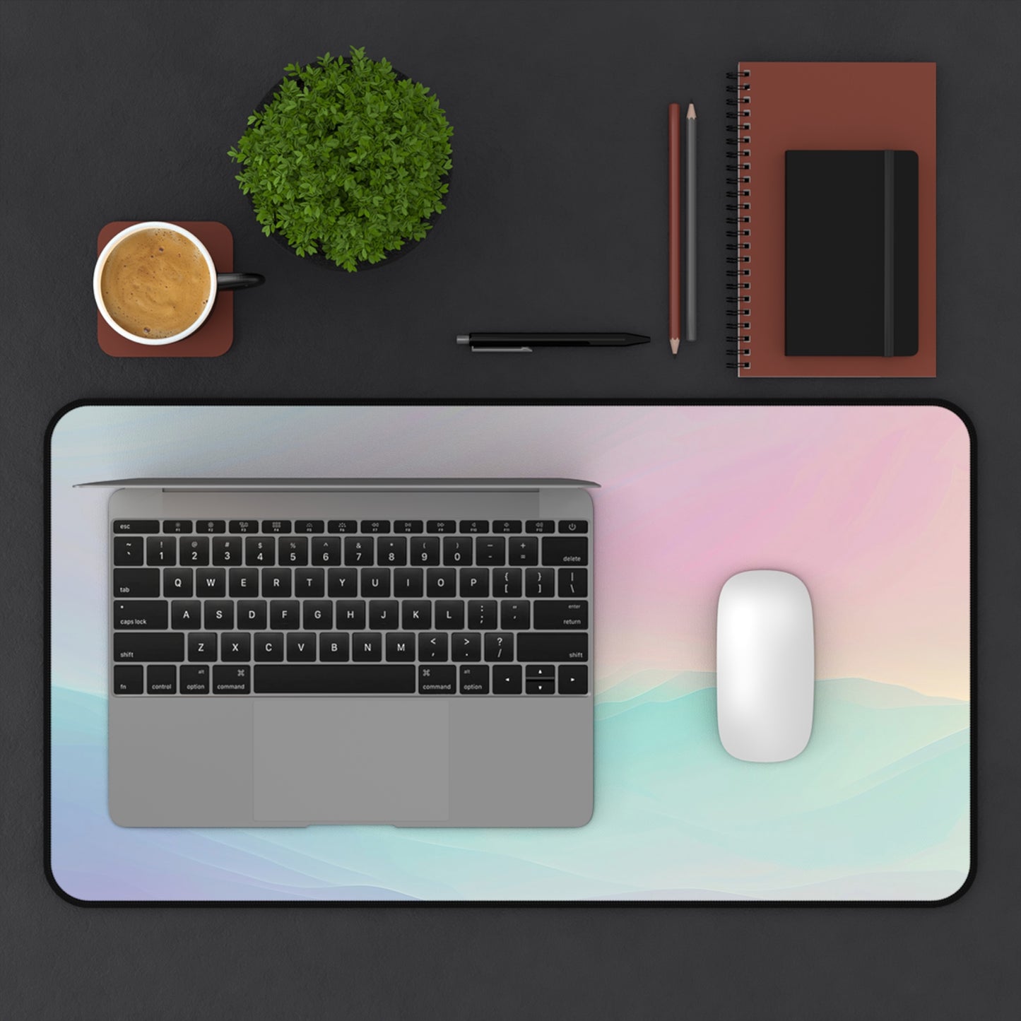 Pastel Dreamscape Computer Desk Mat | Minimalist Mouse Pad | Anti-Slip Neoprene Desk Mat for Home Office | 3 Sizes Available