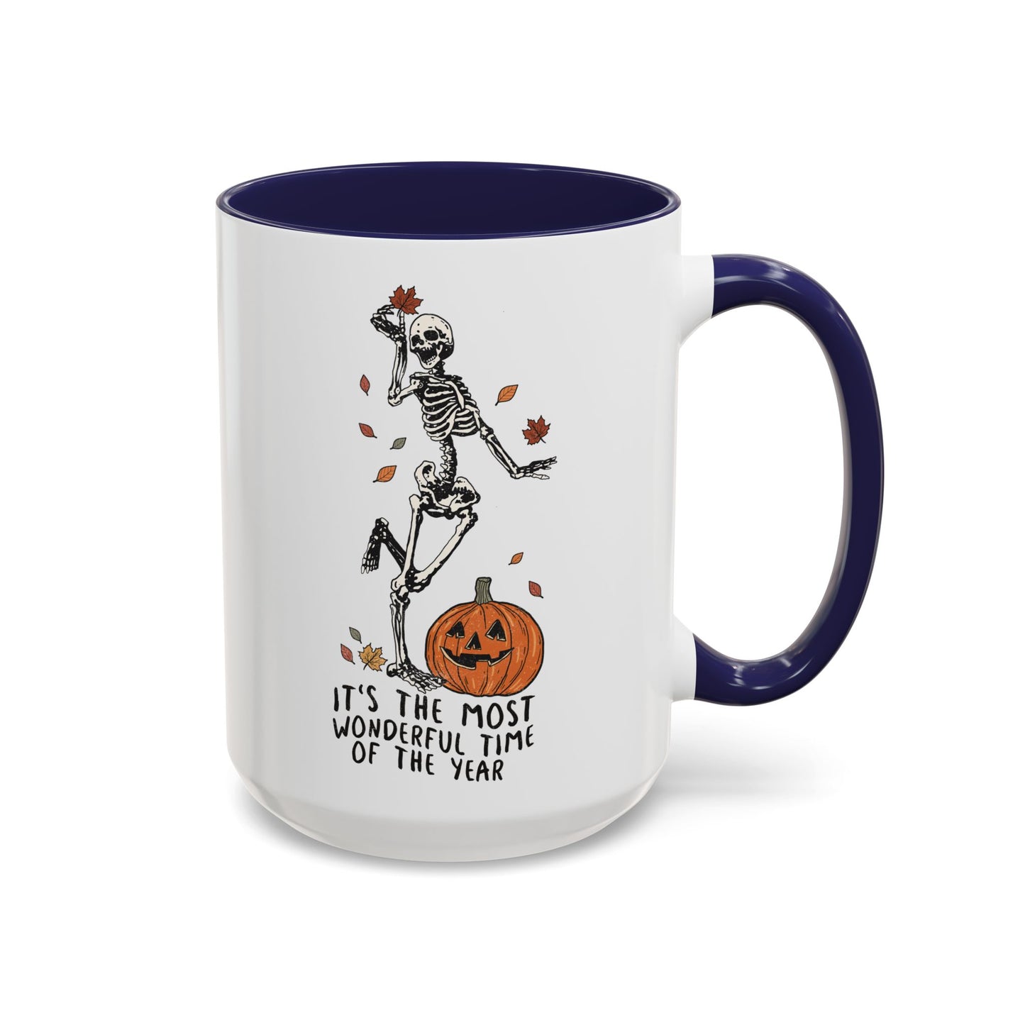 Most Wonderful Time of the Year Skeleton Mug | Funny Halloween Coffee Mug | Jack-o-Lantern Fall Drinkware | Spooky Season Gift