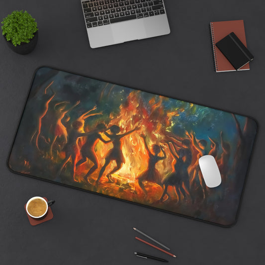 Fire Dance Computer Desk Mat | Vibrant Festival Mouse Pad | Anti-Slip Neoprene Desk Mat for Home Office | 3 Sizes Available