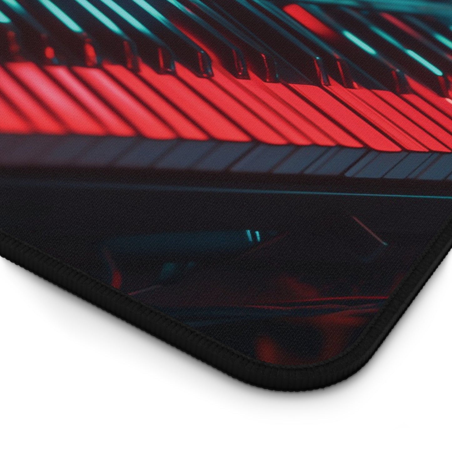 Retro Synth Desk Mat | Neoprene | Anti-Slip | Futuristic Synthesizer Glow Design | Office & Gaming Decor | 3 Sizes