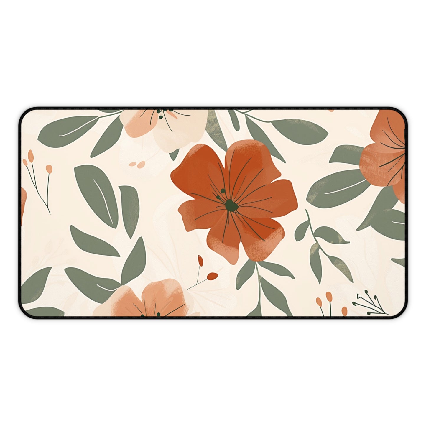 Rustic Floral Computer Desk Mat | Autumn Flowers Mouse Pad | Anti-Slip Neoprene Desk Mat for Home Office | 3 Sizes Available