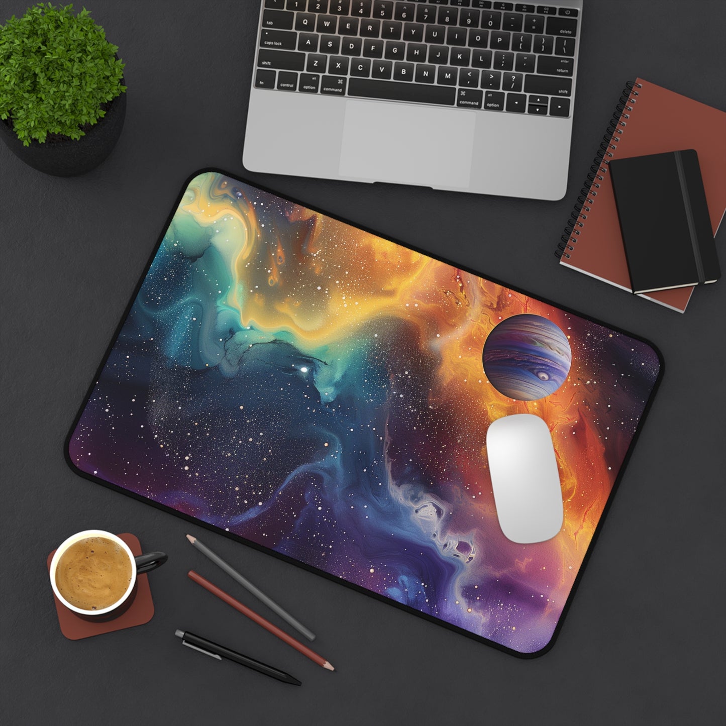 Cosmic Nebula Computer Desk Mat | Galactic Mouse Pad | Anti-Slip Neoprene Desk Mat for Home Office | 3 Sizes Available