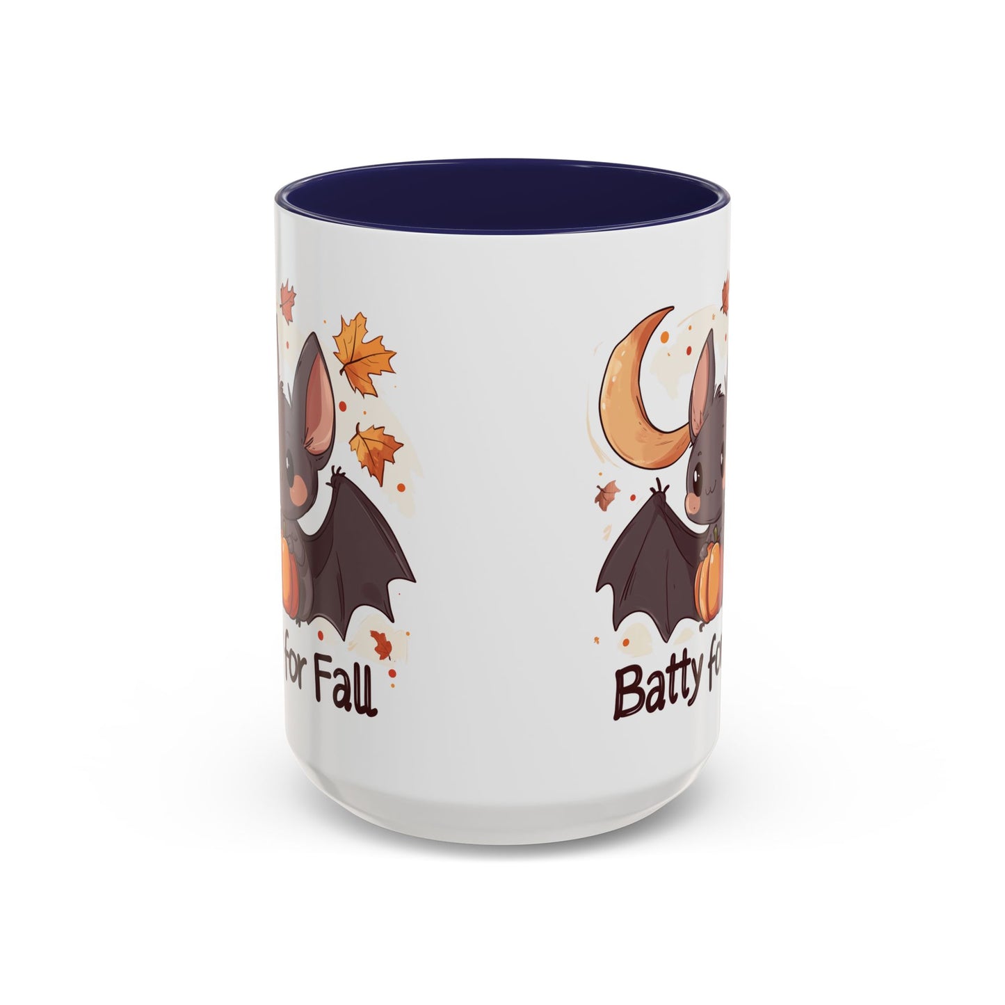 Batty for Fall Ceramic Mug - Adorable Bat and Pumpkin Design - Perfect for Halloween and Autumn Lovers