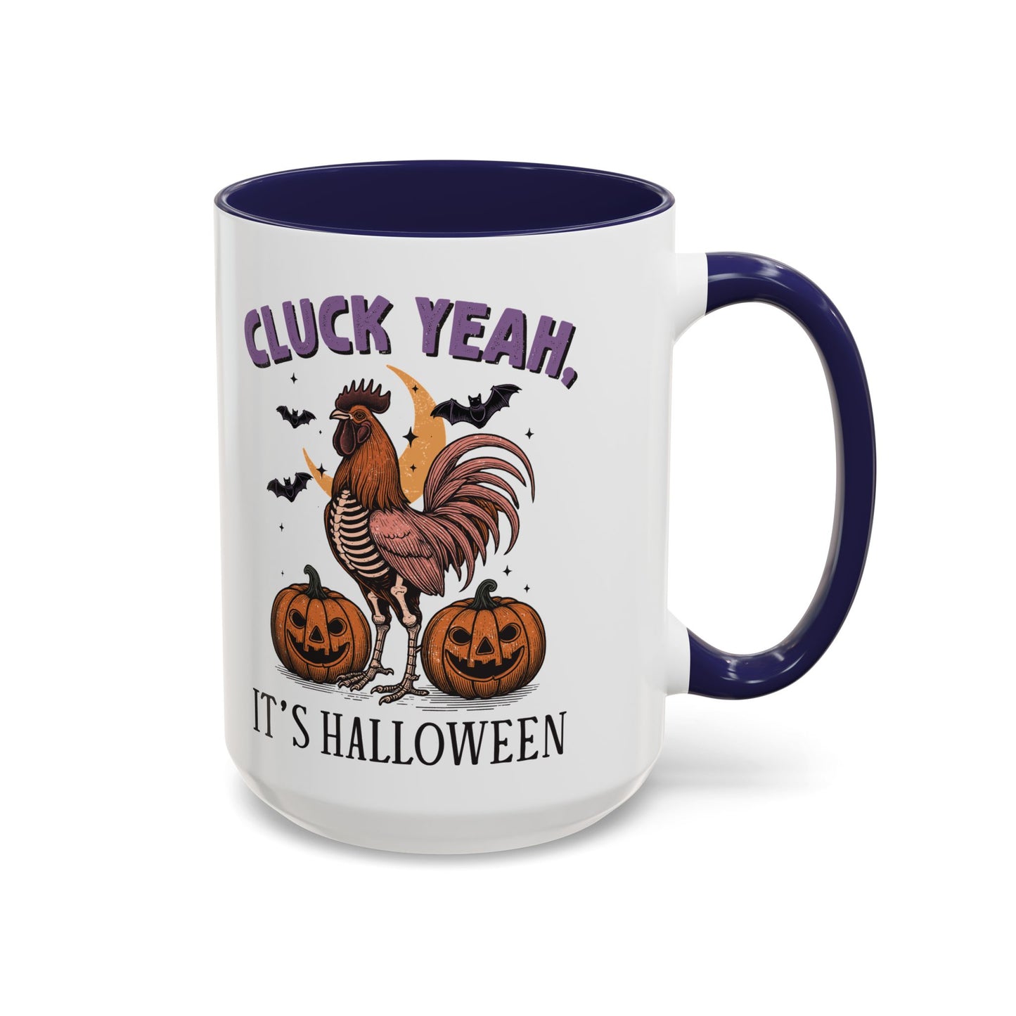 Cluck Yeah, It's Halloween Mug | Funny Rooster Halloween Coffee Cup | Spooky Chicken Design