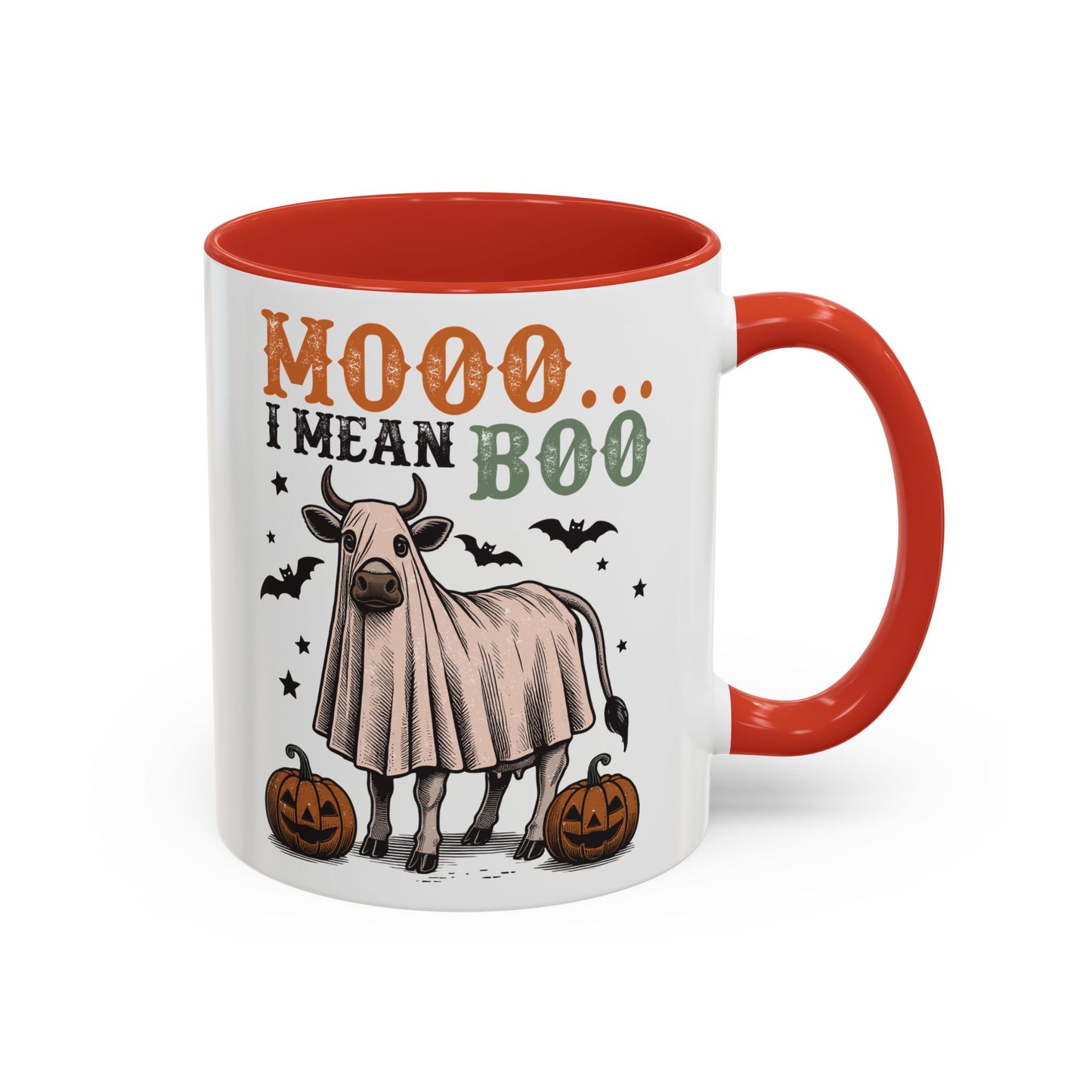 Mooo I Mean Boo Cow Mug | Funny Halloween Coffee Cup | Farmhouse Fall Mug | 11oz and 15oz Ceramic Mug