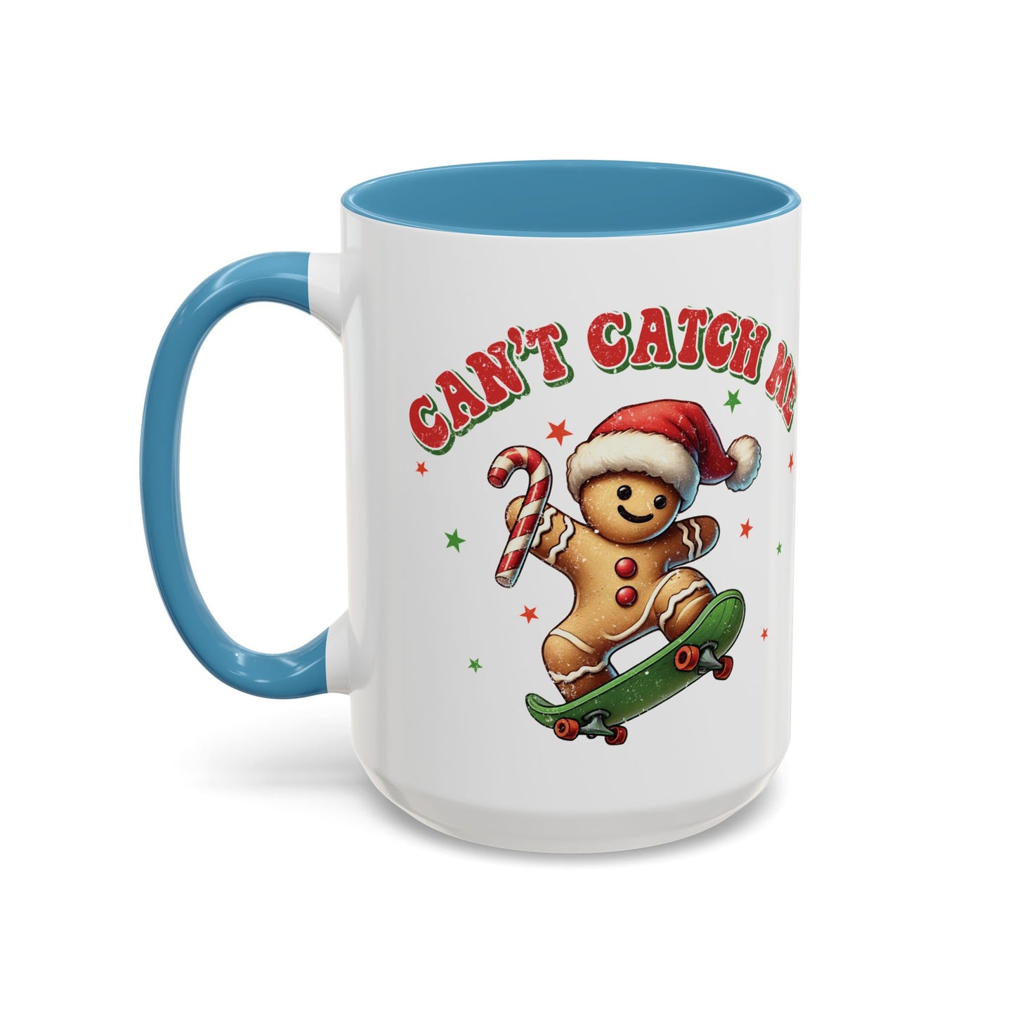 Can't Catch Me Gingerbread Mug - Fun Holiday Skateboarding Gingerbread Design - Perfect for Christmas Cheer