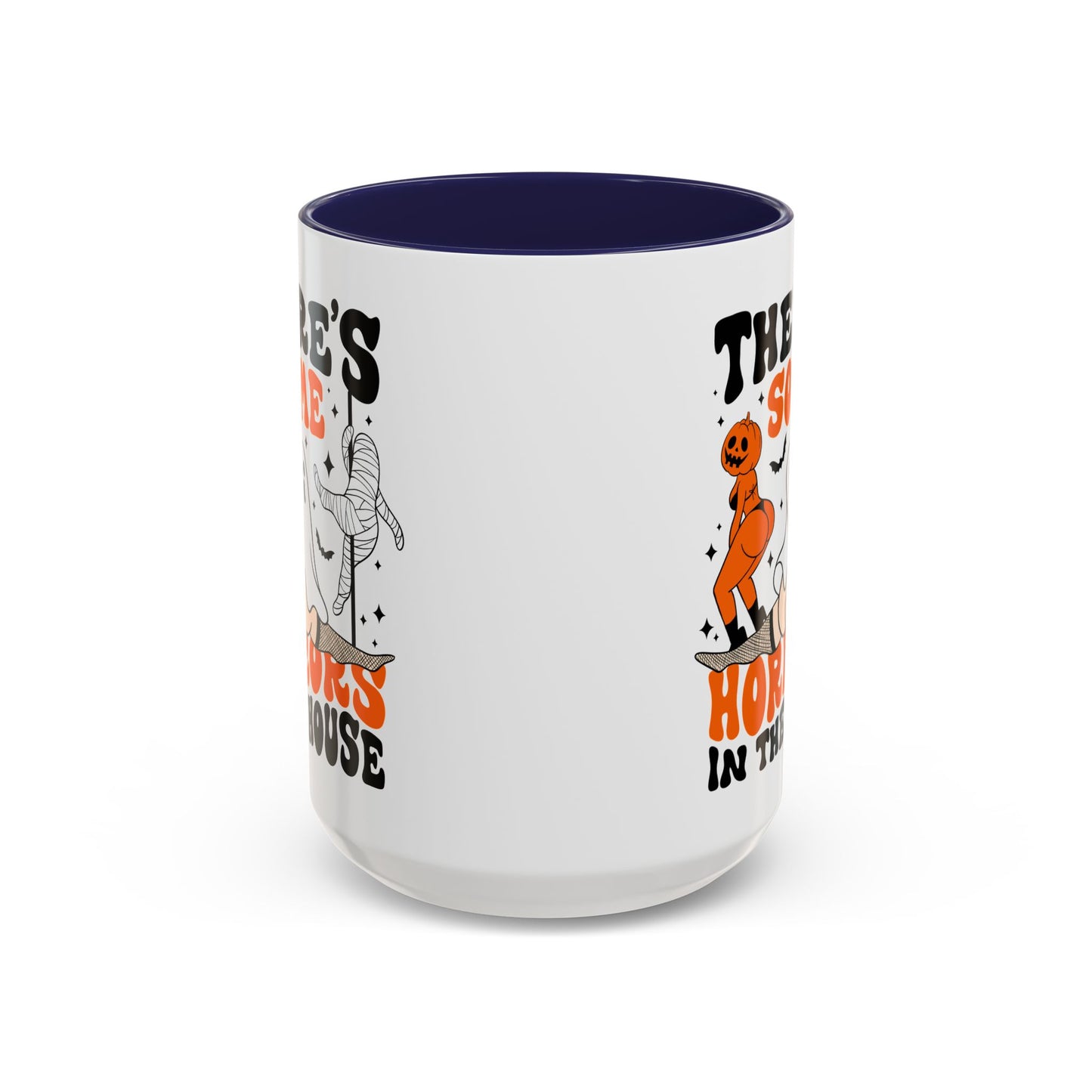 Theres Some Horrors in This House Funny Halloween Mug | 11oz and 15oz Ceramic Coffee Cup | Ghost and Pumpkin Design