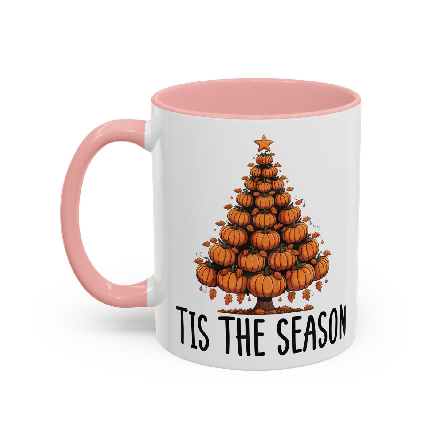 Tis the Season Pumpkin Tree Mug | 11oz and 15oz Ceramic Coffee Cup | Festive Fall & Holiday Design