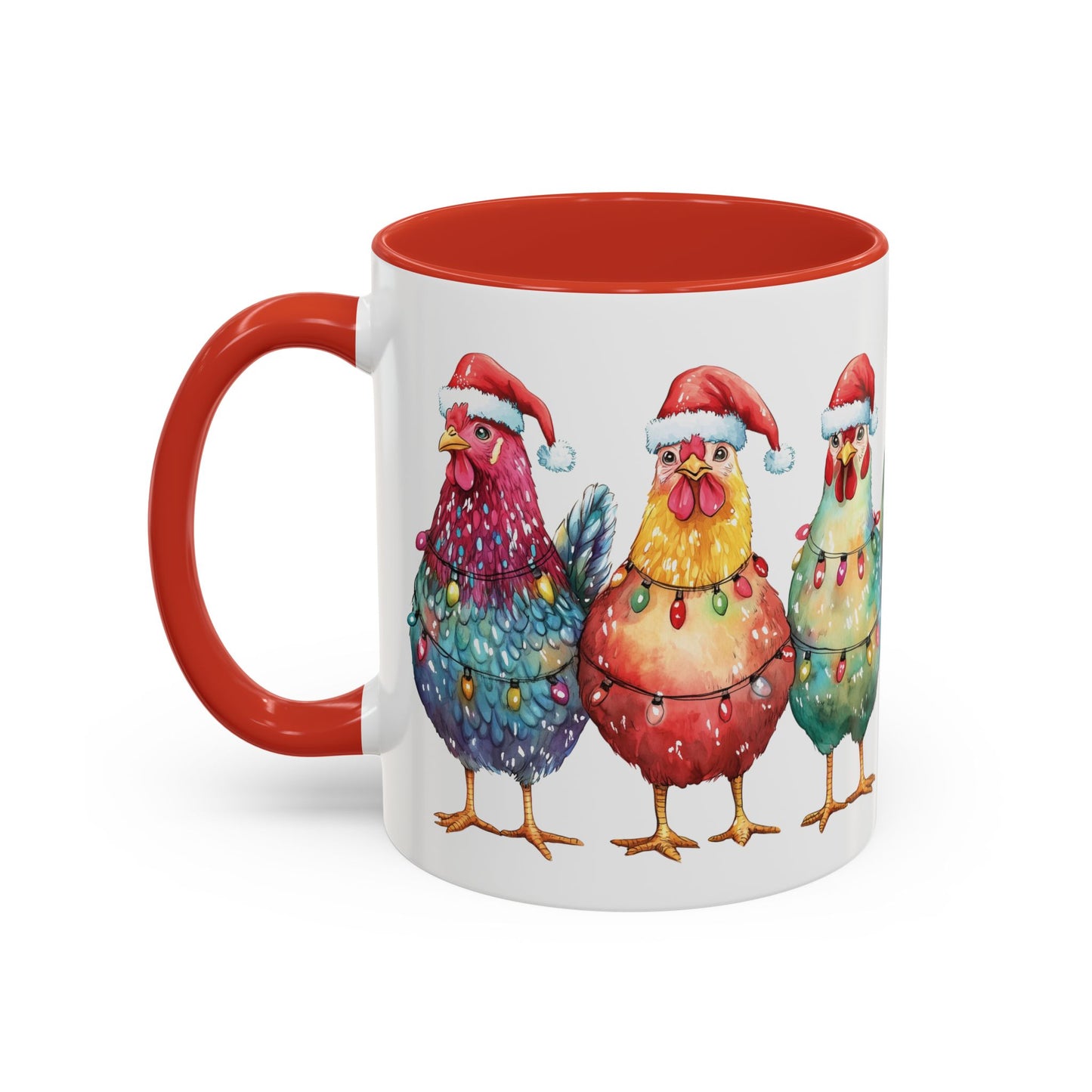 Christmas Chickens Mug - Festive Holiday Chicken Trio Design - Perfect for Farmhouse Christmas Decor