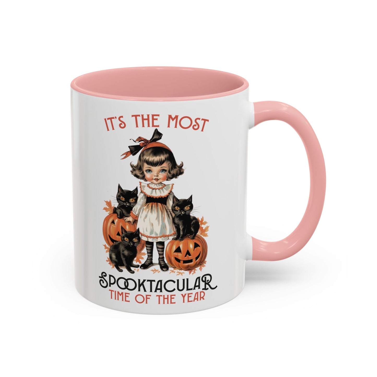 Spooktacular Time of the Year Halloween Mug | Vintage Black Cat and Doll Design | Halloween Coffee Mug | Fall Drinkware