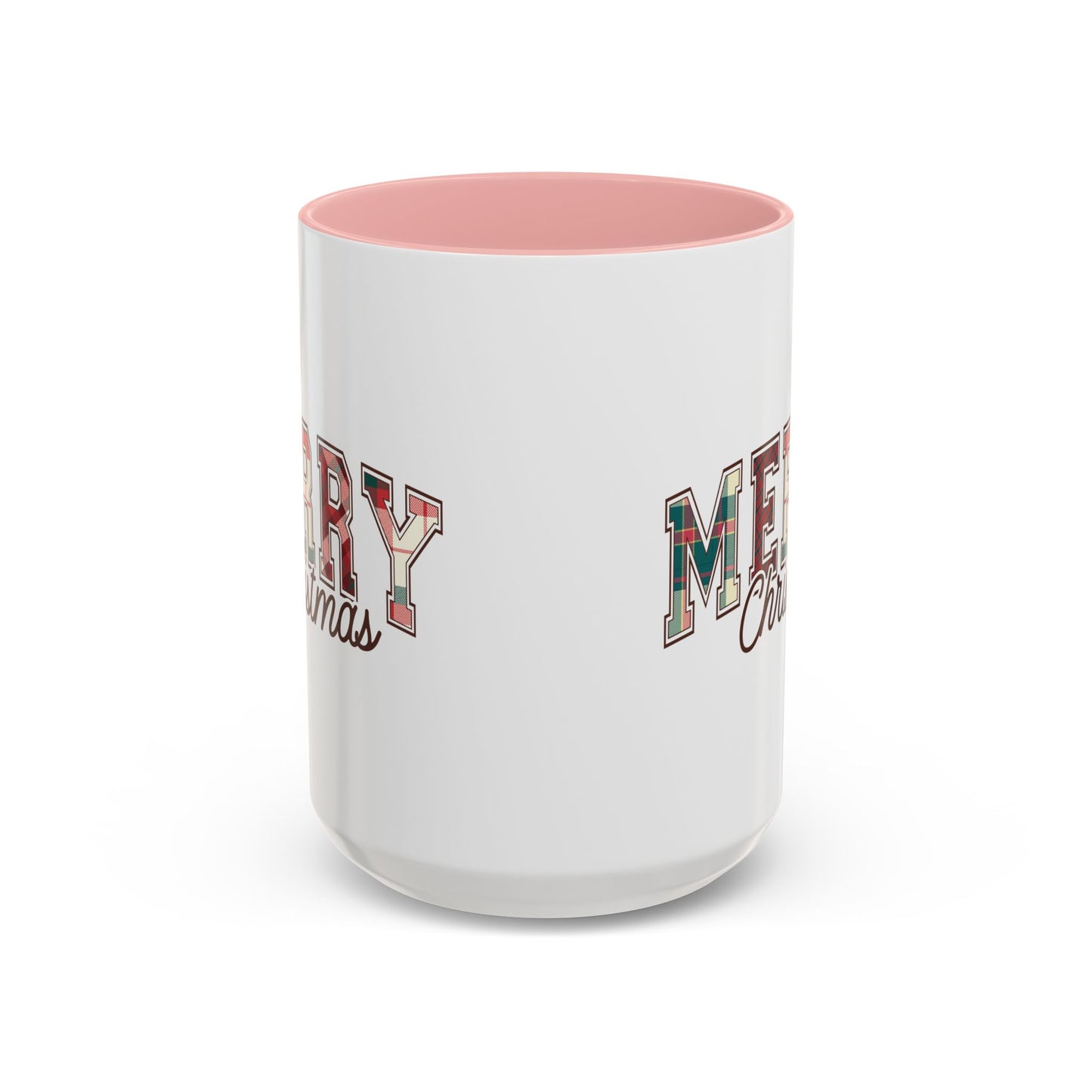 Merry Christmas Mug | Plaid Holiday Text Design | Festive Coffee Cup