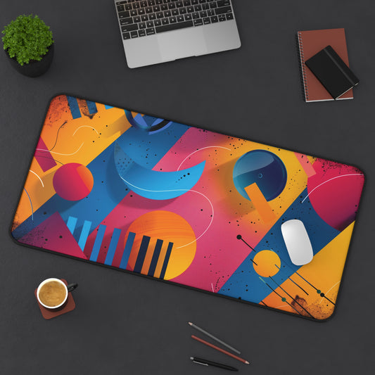 Geometric Abstract Desk Mat | Colorful Neoprene Mouse Pad | Anti-Slip Office Desk Mat | 3 Sizes Available