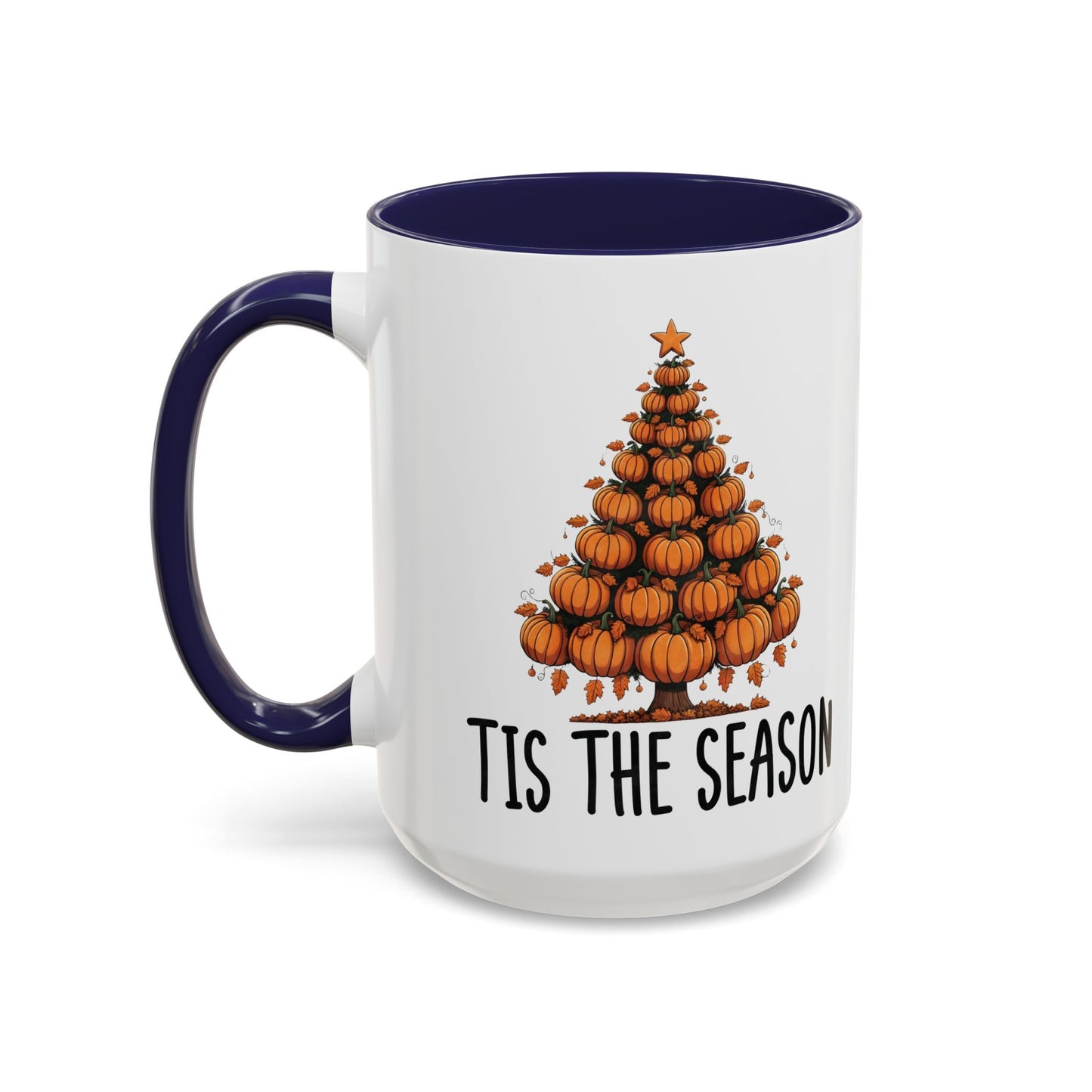 Tis the Season Pumpkin Tree Mug | 11oz and 15oz Ceramic Coffee Cup | Festive Fall & Holiday Design