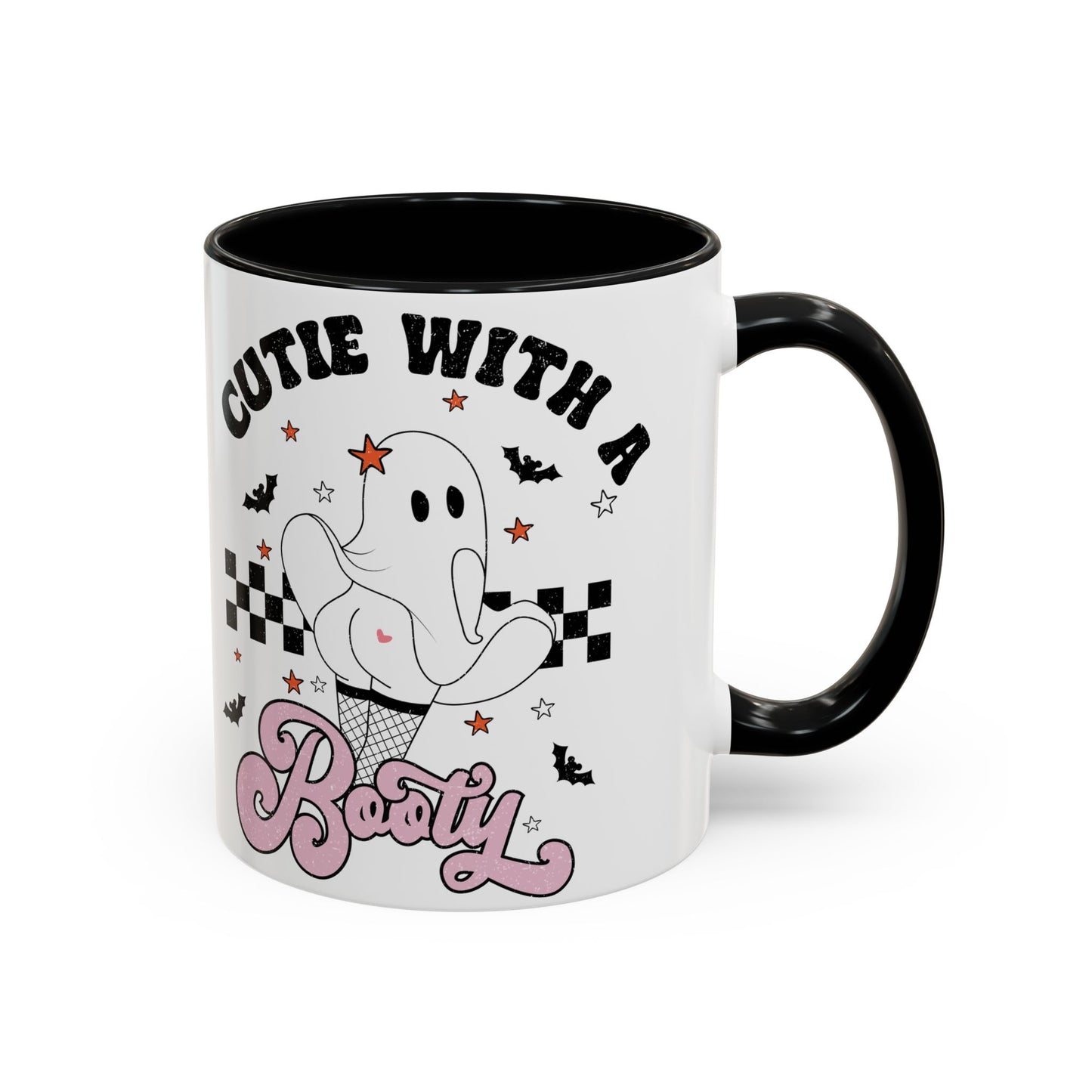 Cutie with a Booty Halloween Ghost Mug | 11oz and 15oz Ceramic Coffee Cup | Funny Halloween Design