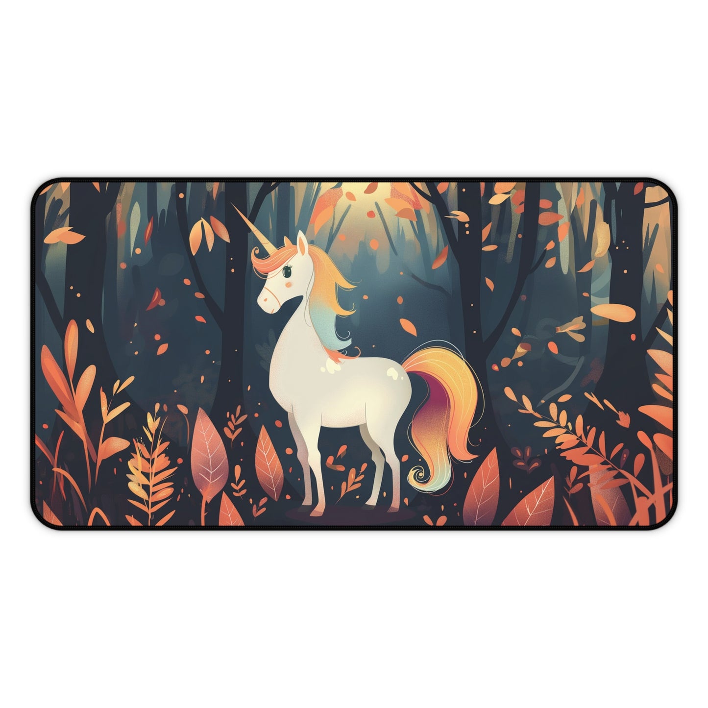 Cute Unicorn Forest Desk Mat | Enchanting Design | Neoprene | Anti-Slip | 3 Sizes