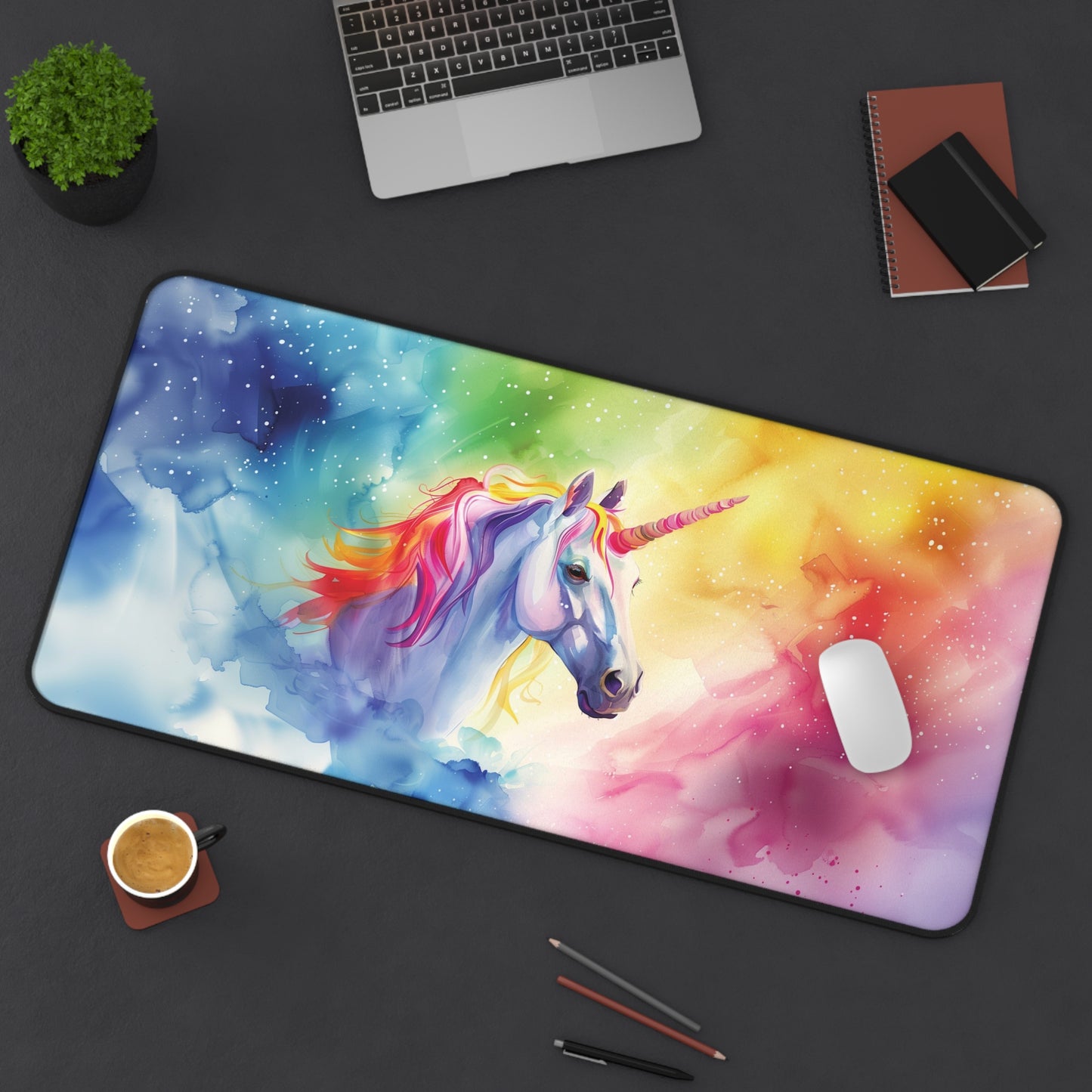 Rainbow Unicorn Desk Mat | Neoprene | Anti-Slip | 3 Sizes | Whimsical Office Decor